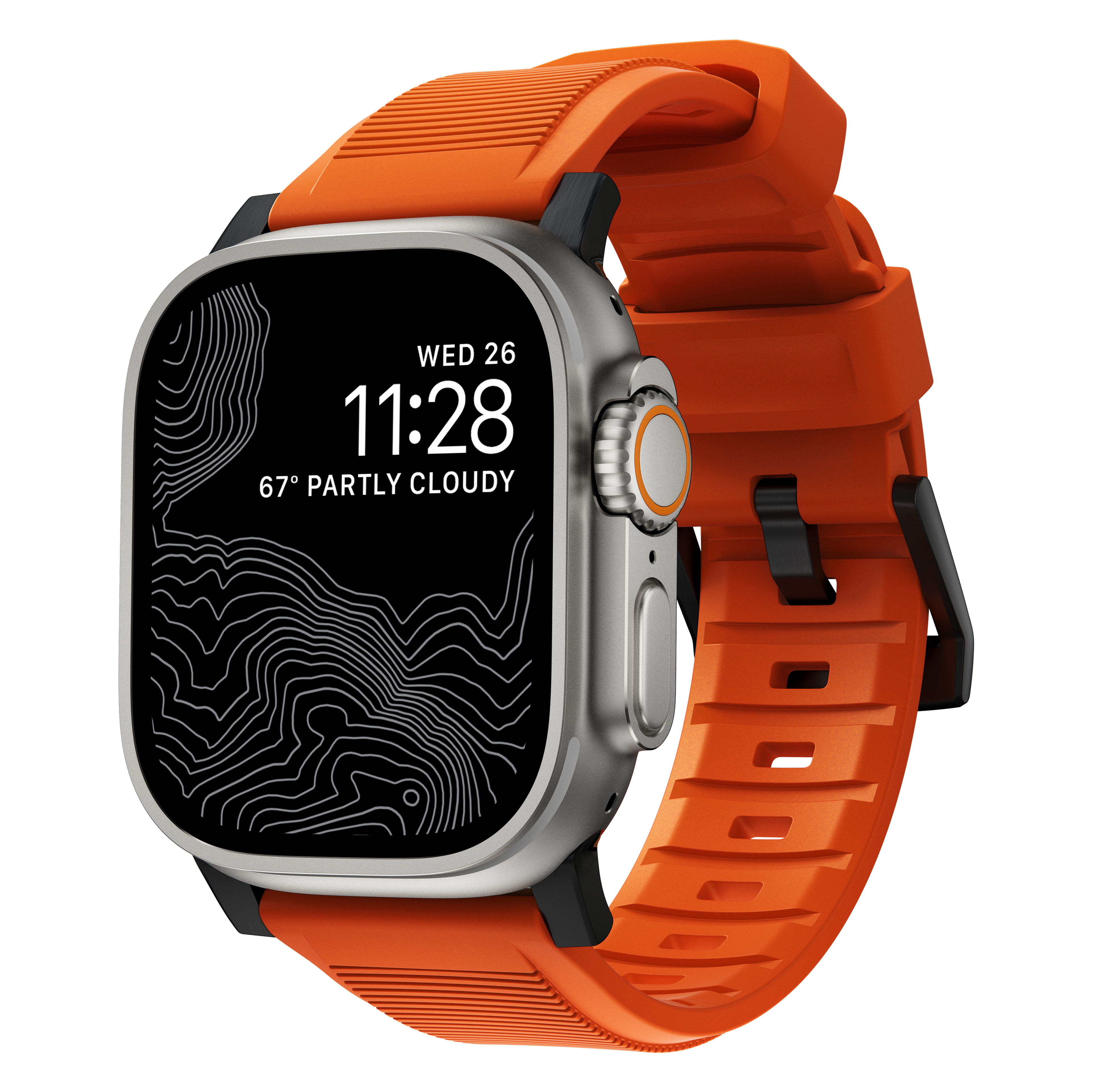 Rugged Band Apple Watch 45mm Series 7 Ultra Orange (Black Hardware)