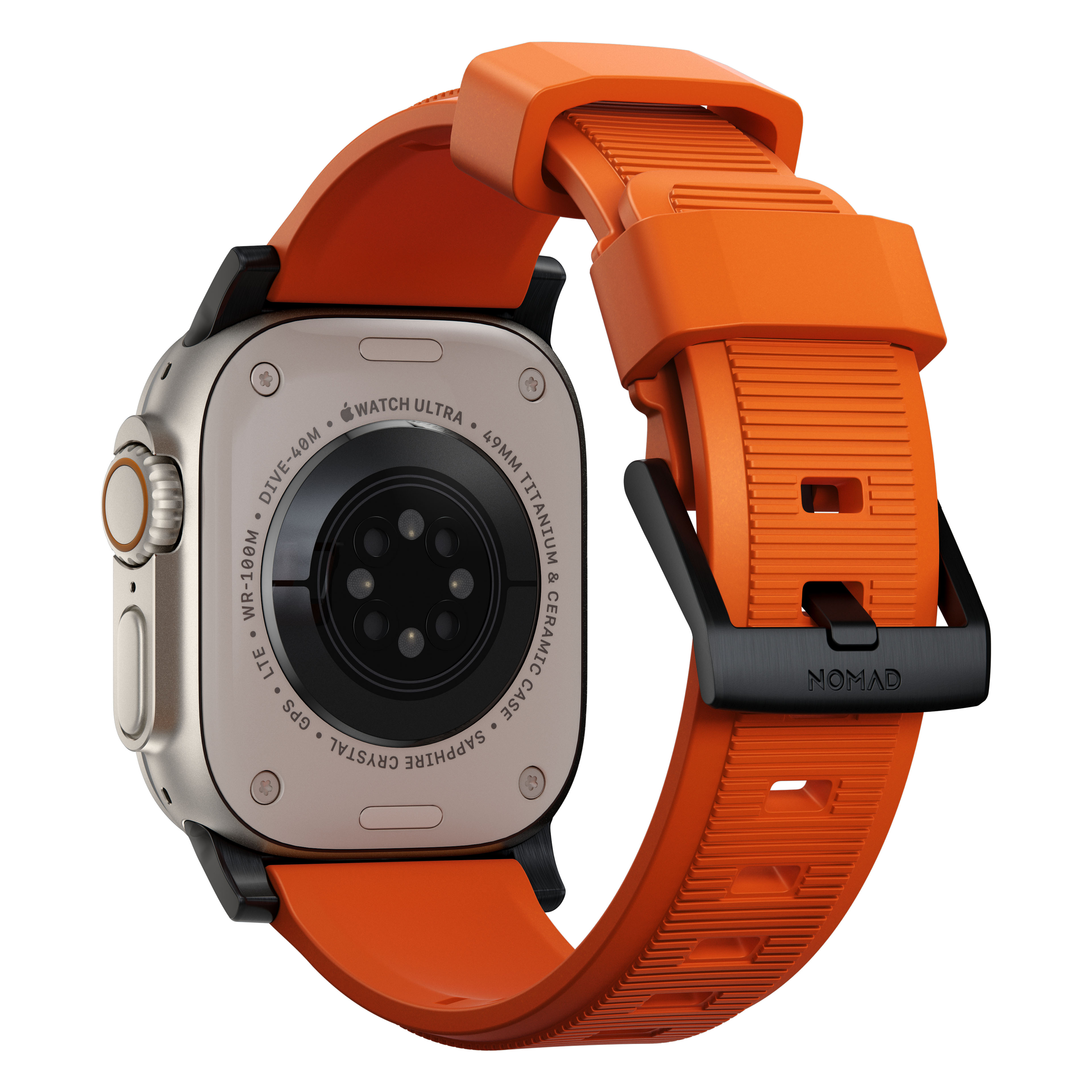 Rugged Band Apple Watch Ultra 2 49mm Ultra Orange (Black Hardware)