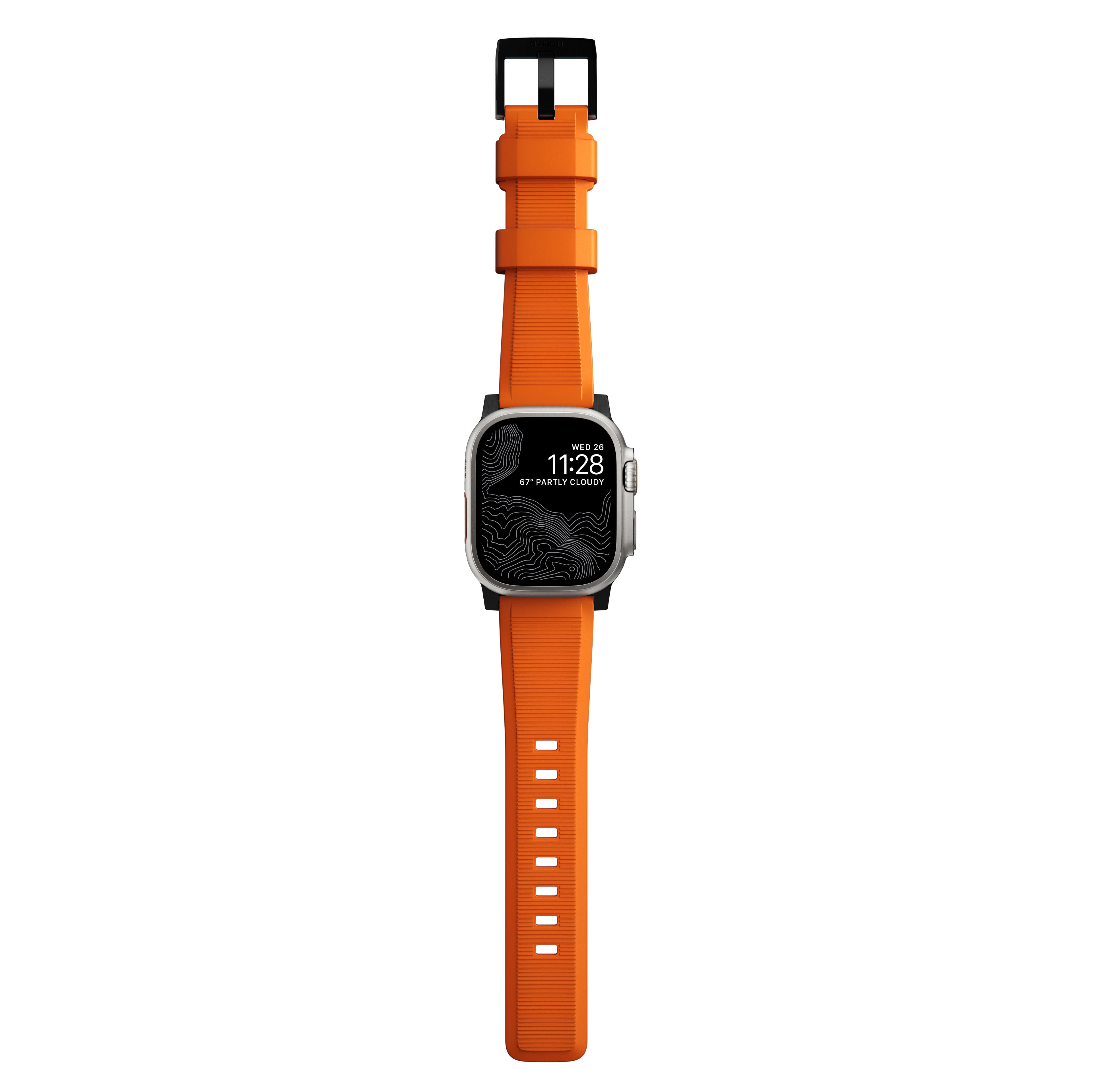 Rugged Band Apple Watch 45mm Series 8 Ultra Orange (Black Hardware)