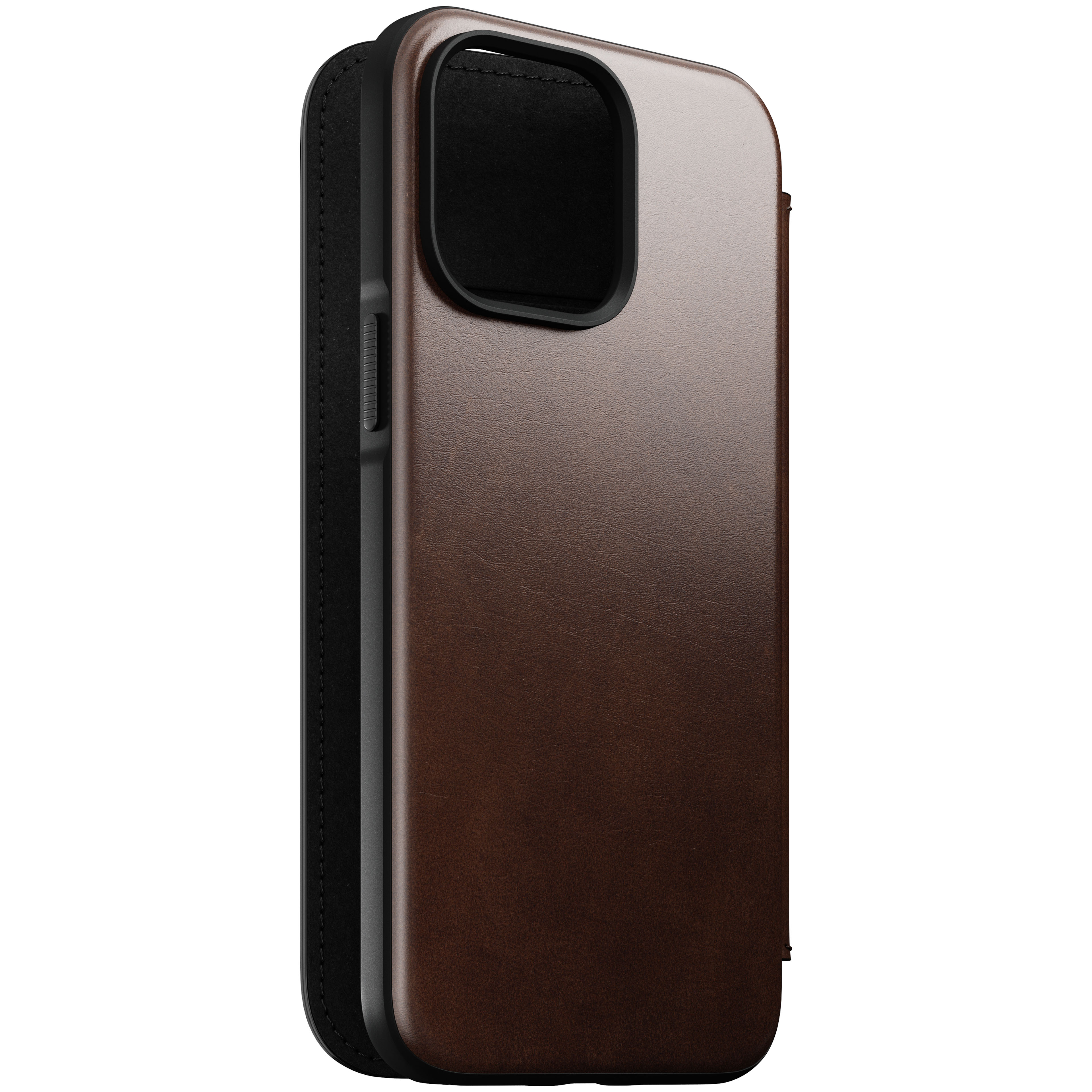 Modern Horween Leather Folio MagSafe iPhone 14 Pro Max Rustic Brown