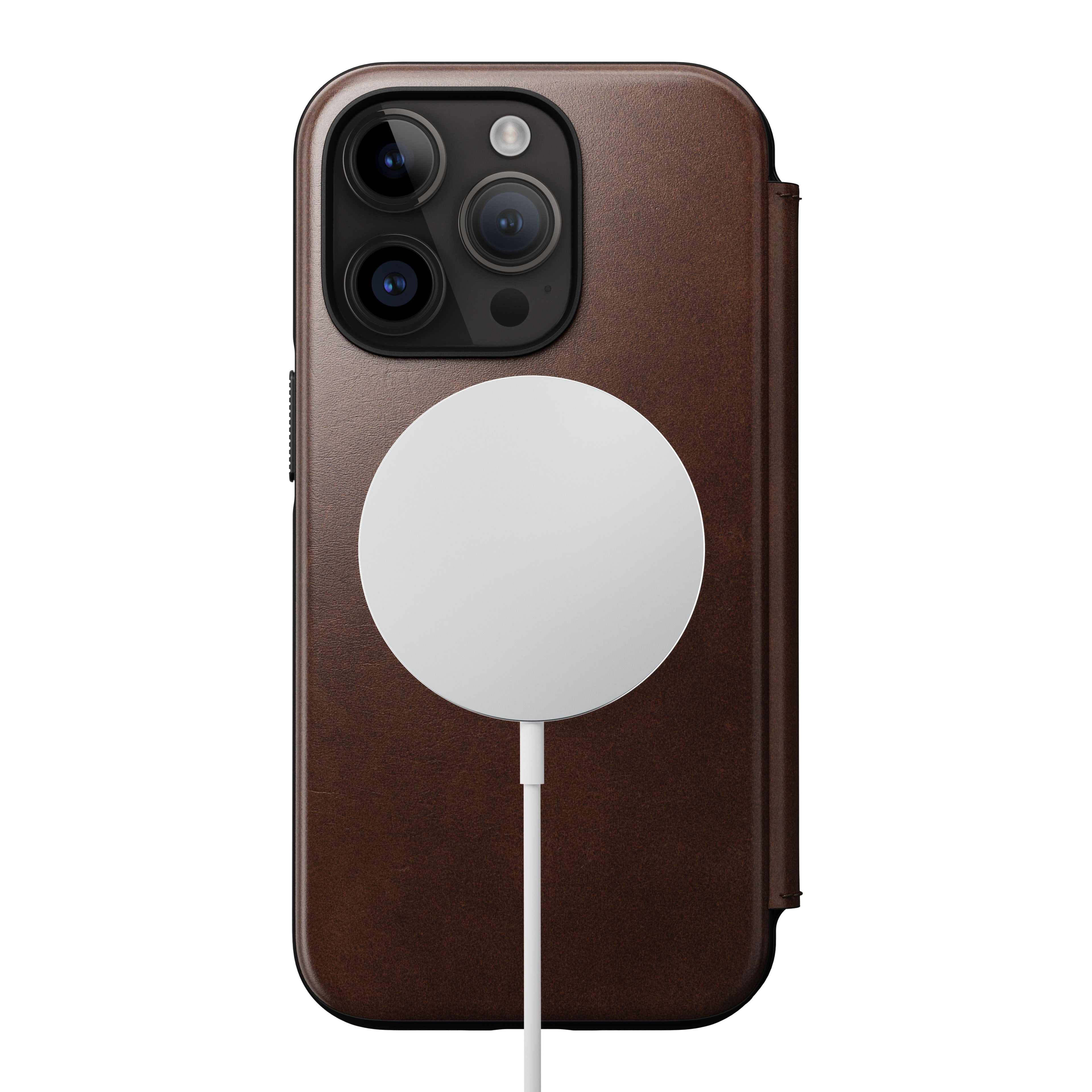 Modern Horween Leather Folio MagSafe iPhone 14 Pro Rustic Brown