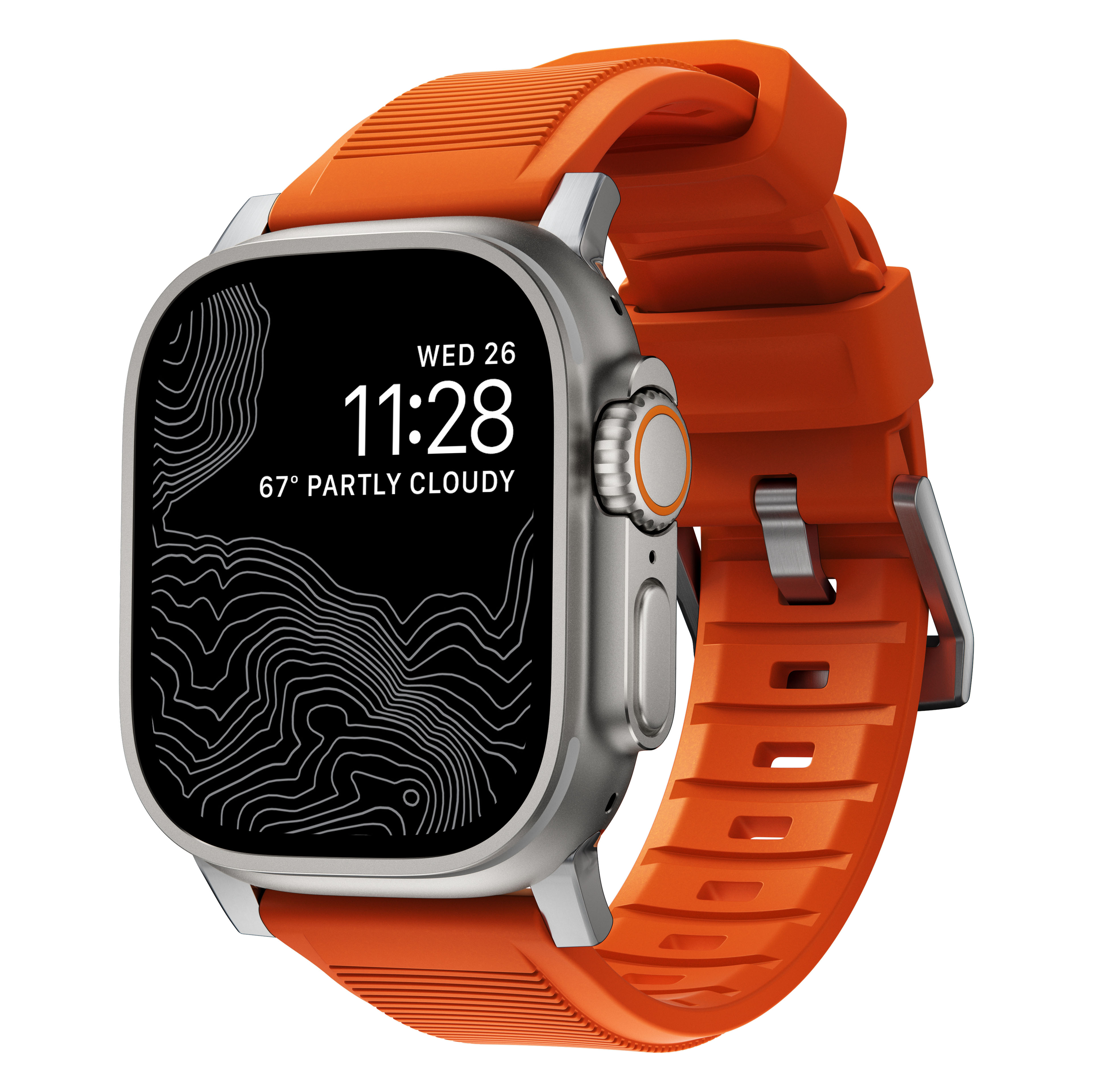 Rugged Band Apple Watch 42mm Ultra Orange (Silver Hardware)