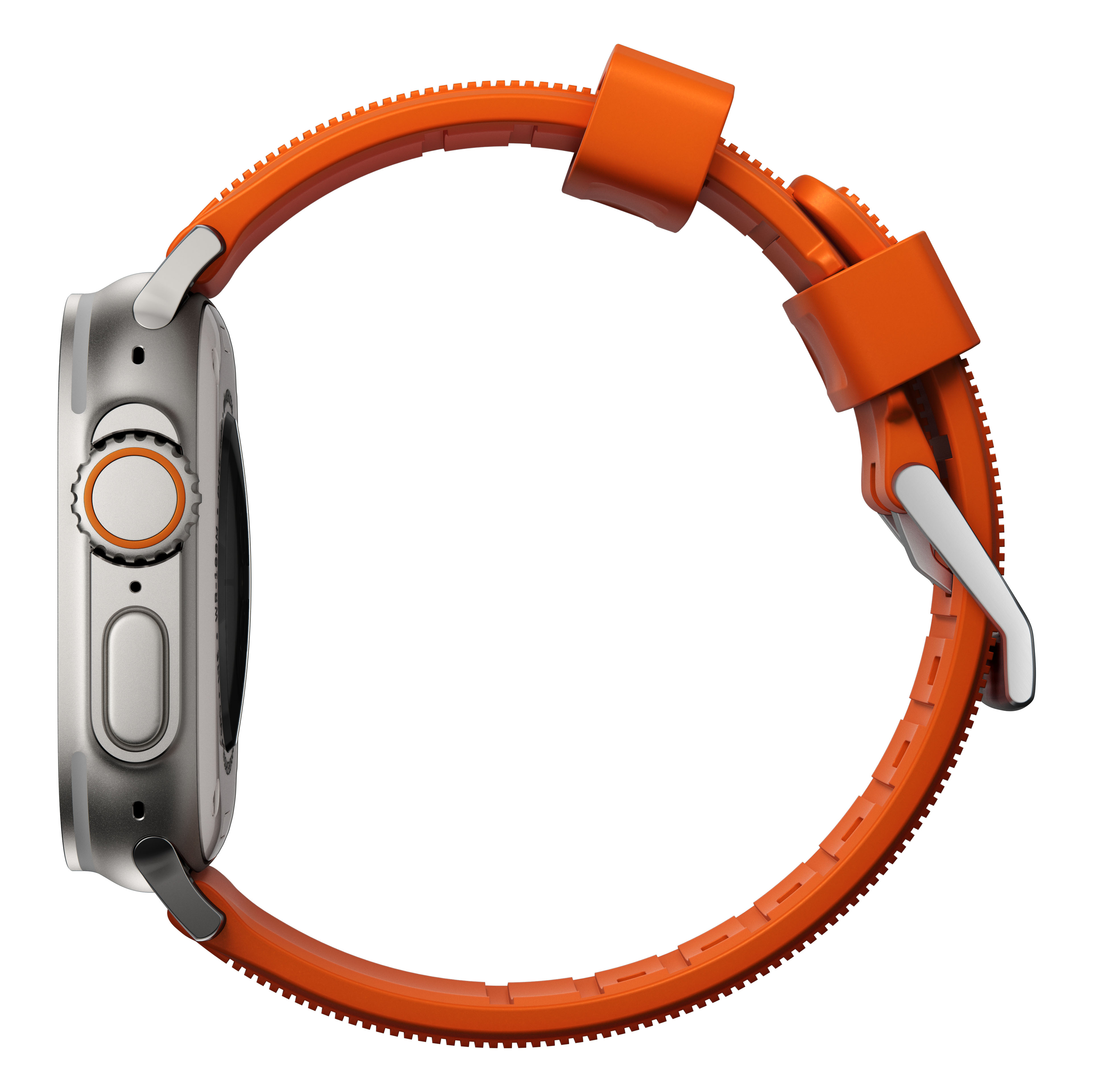 Rugged Band Apple Watch 45mm Series 8 Ultra Orange (Silver Hardware)