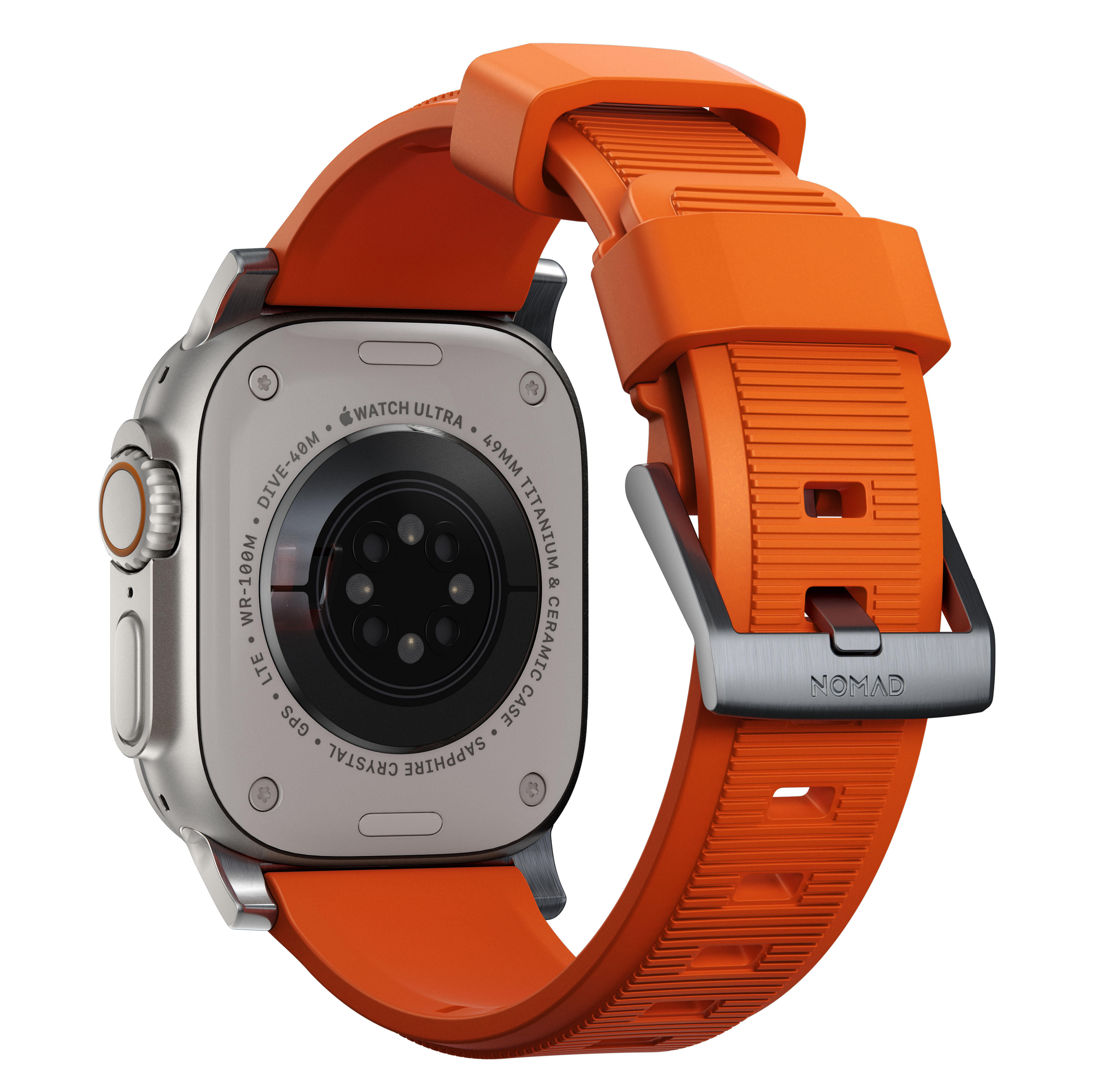 Rugged Band Apple Watch Ultra 2 49mm Ultra Orange (Silver Hardware)