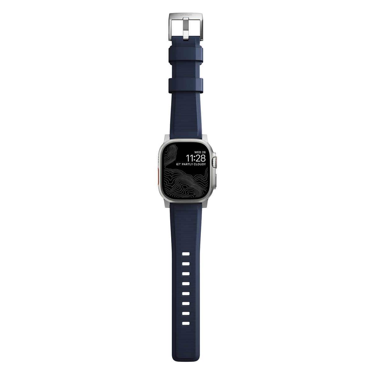 Rugged Band Apple Watch 45mm Series 9 Atlantic Blue (Silver Hardware)