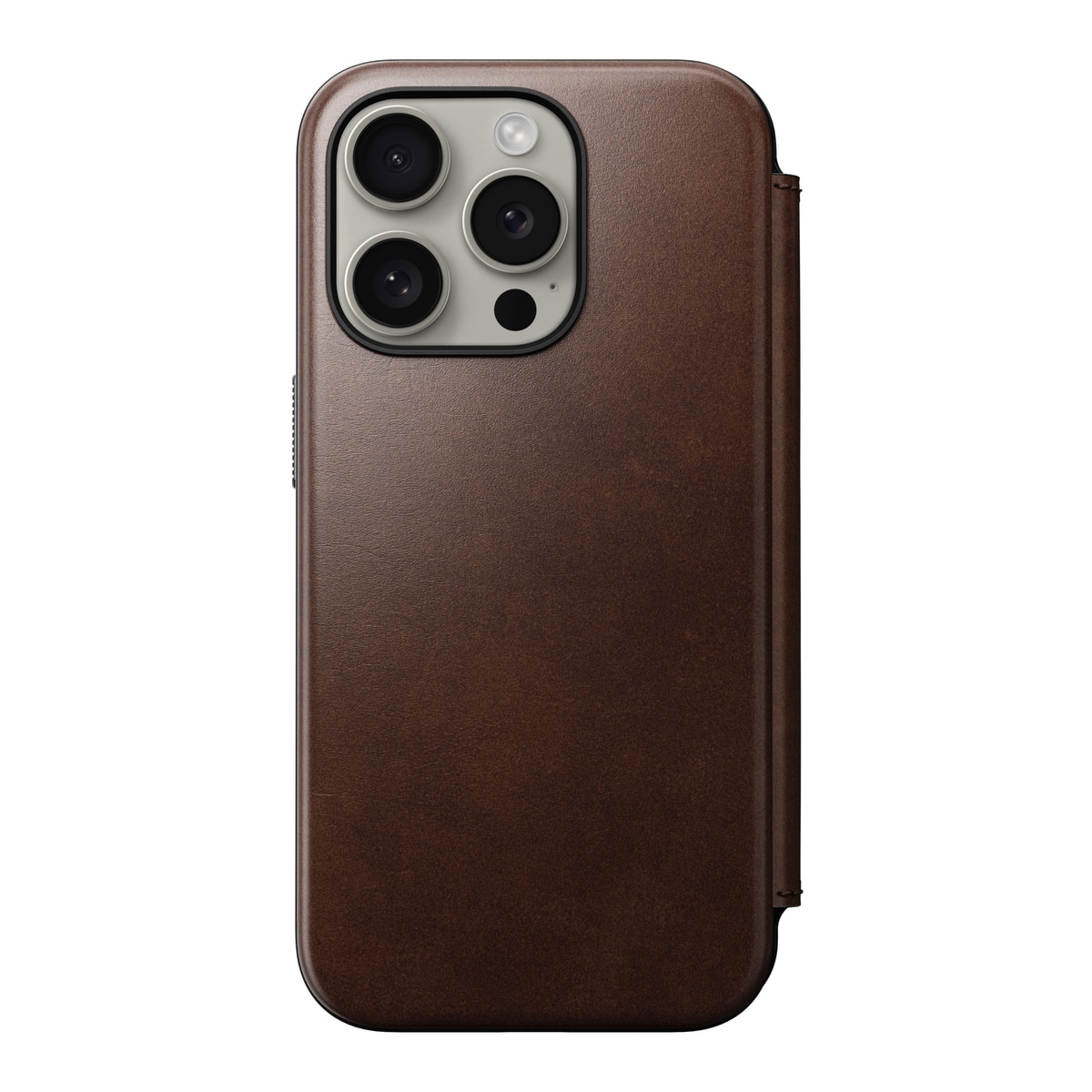 Modern Horween Leather Folio MagSafe iPhone 15 Pro Rustic Brown