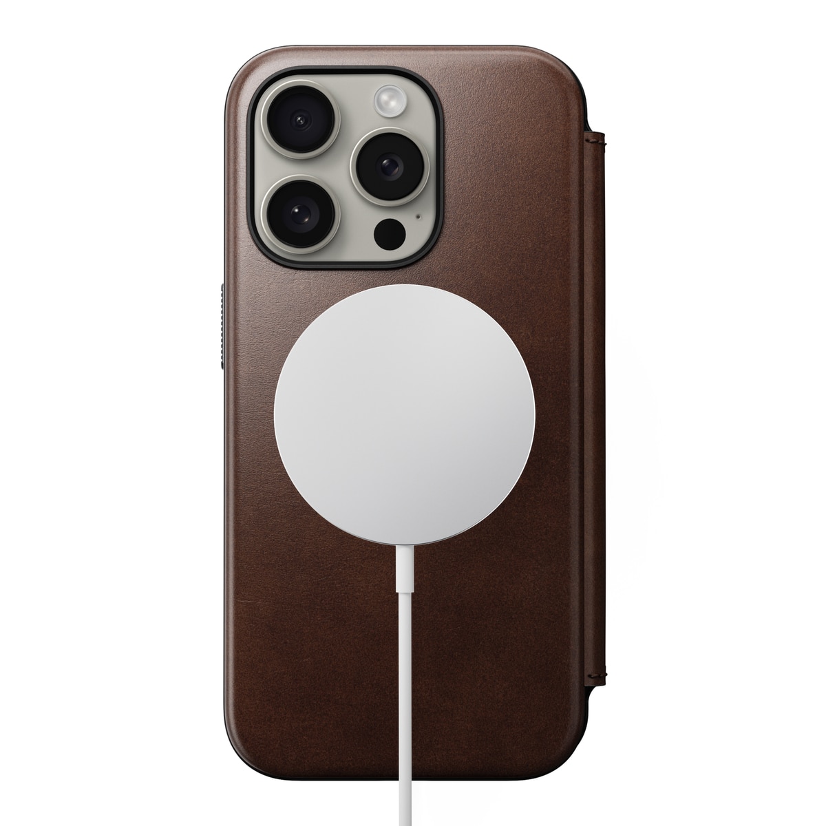 Modern Horween Leather Folio MagSafe iPhone 15 Pro Rustic Brown