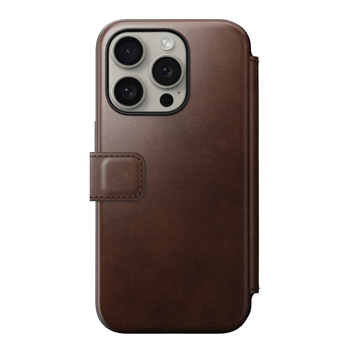 Modern Horween Leather Folio MagSafe iPhone 15 Pro Rustic Brown