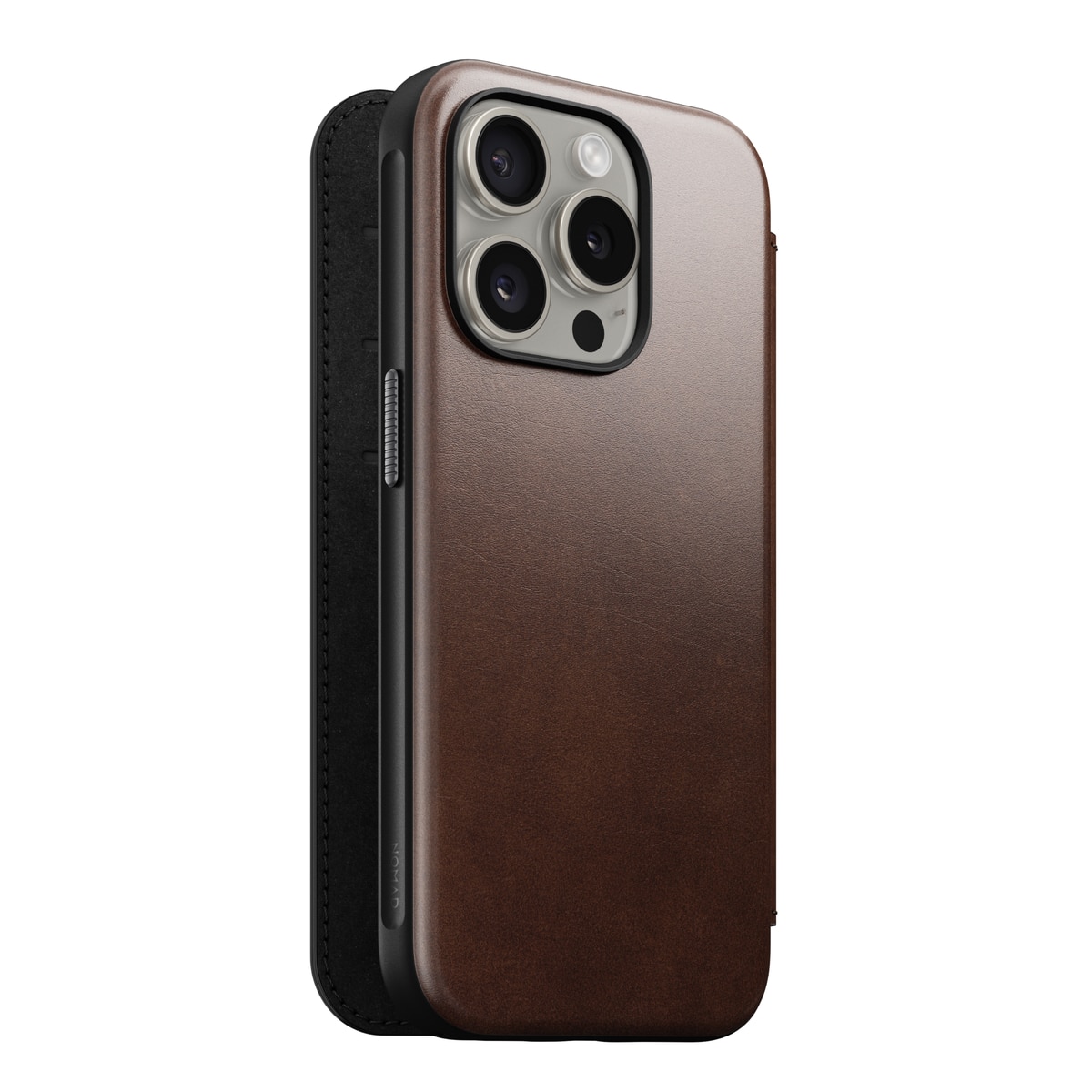 Modern Horween Leather Folio MagSafe iPhone 15 Pro Rustic Brown