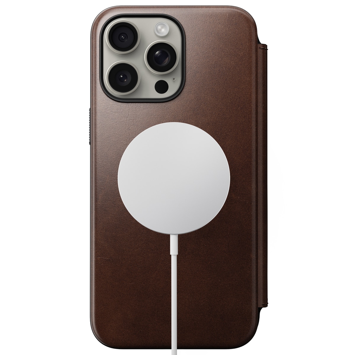 Modern Horween Leather Folio MagSafe iPhone 15 Pro Max Rustic Brown