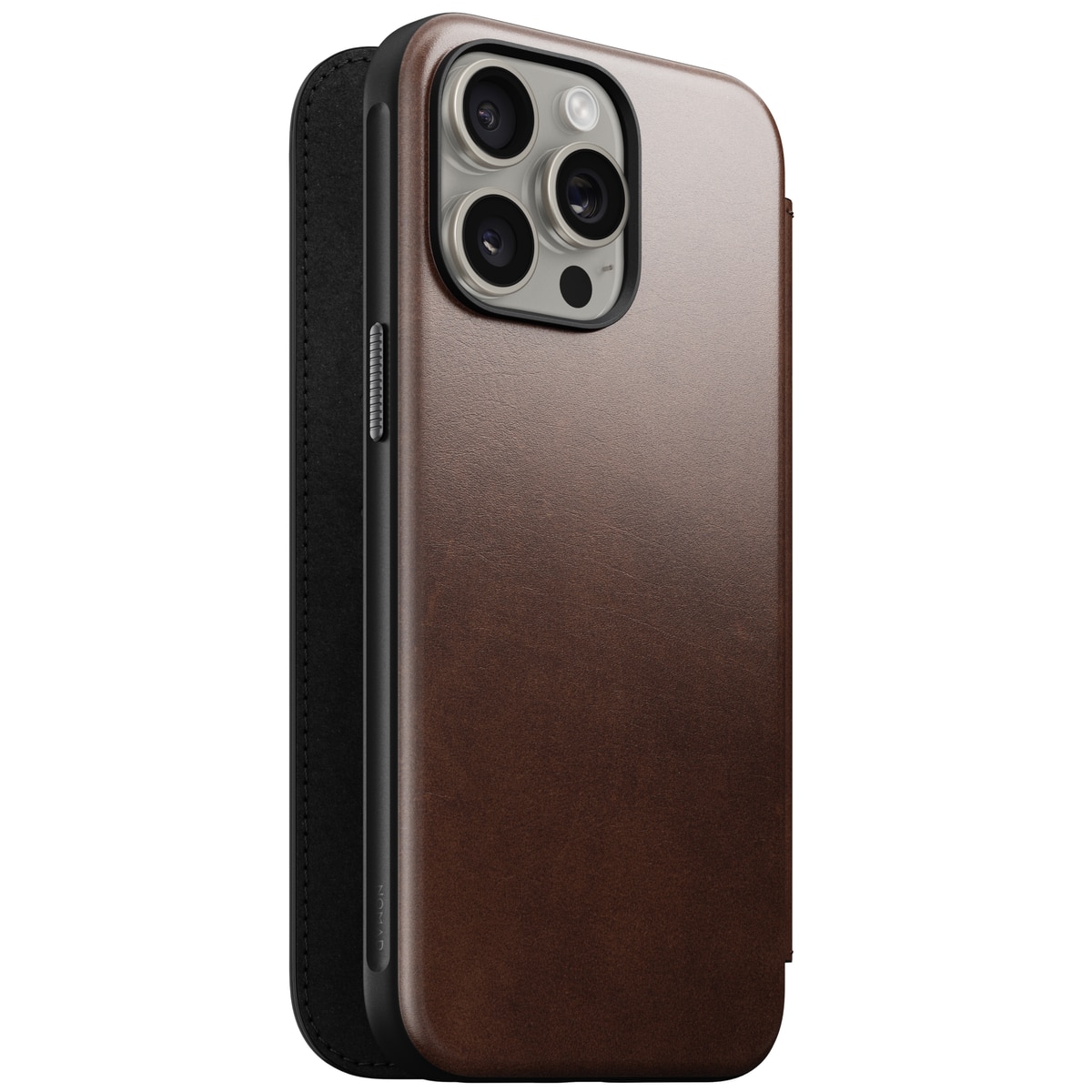 Modern Horween Leather Folio MagSafe iPhone 15 Pro Max Rustic Brown