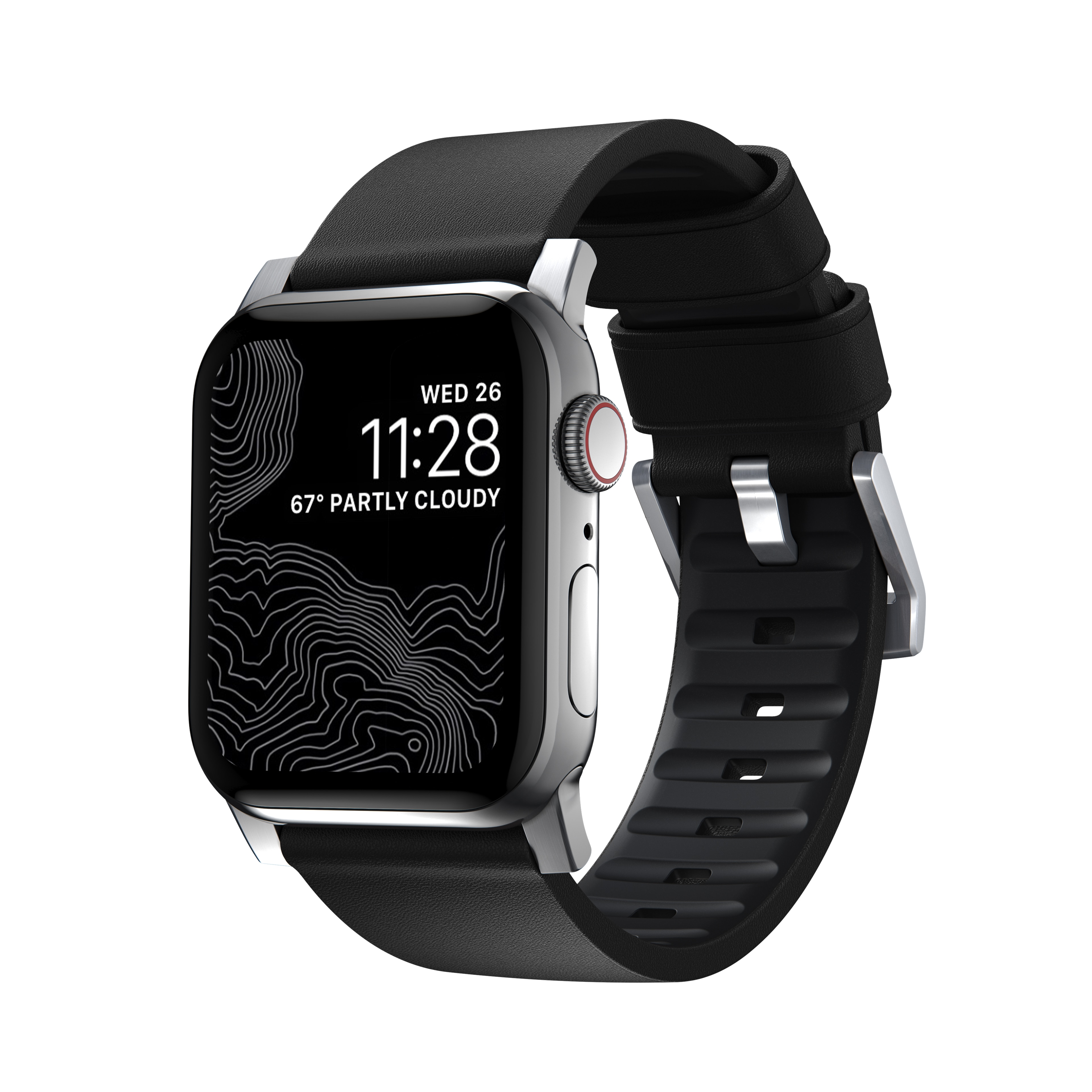 Active Band Pro Apple Watch 45mm Series 7 Black (Silver Hardware)