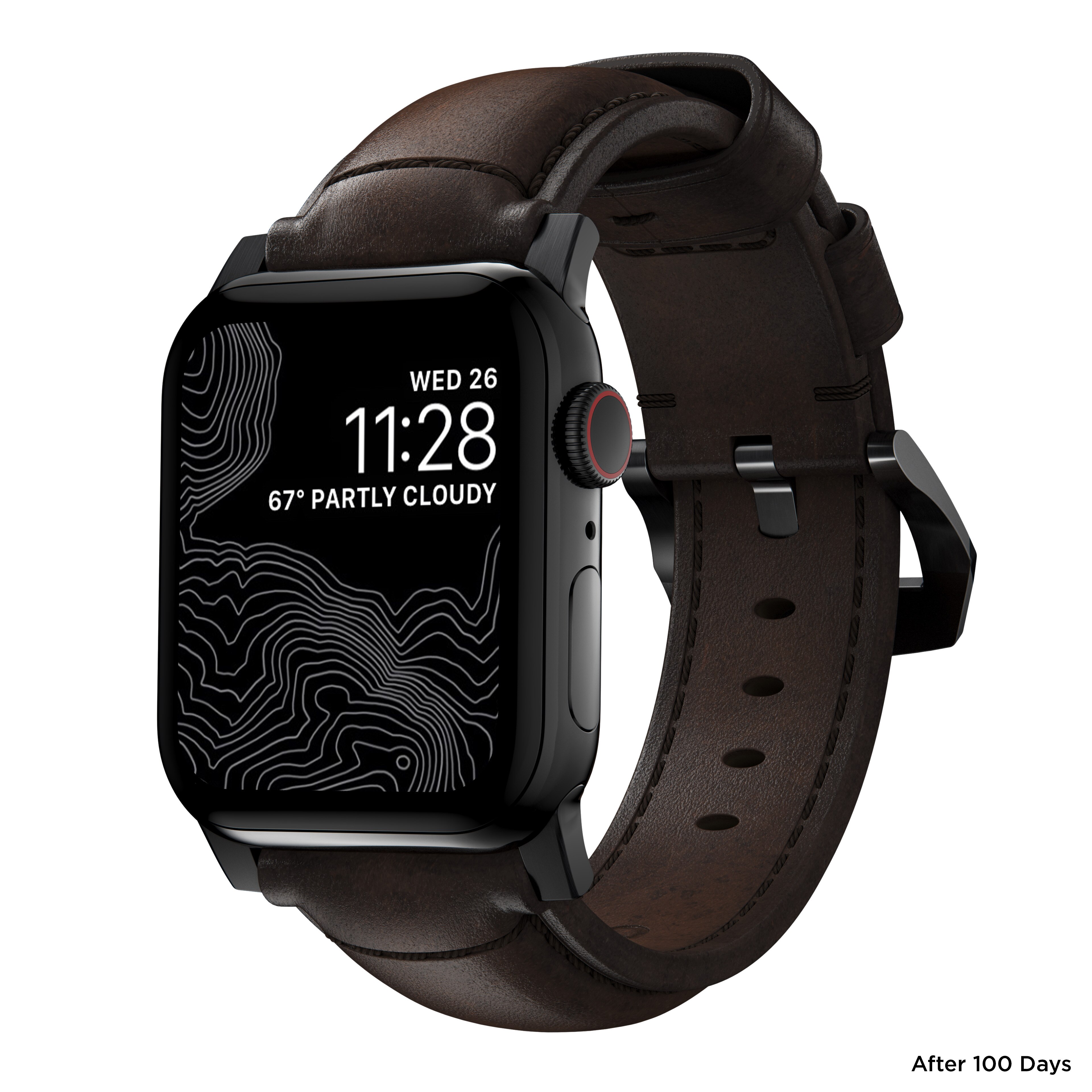 Traditional Band Apple Watch 42mm Rustic Brown (Black Hardware)