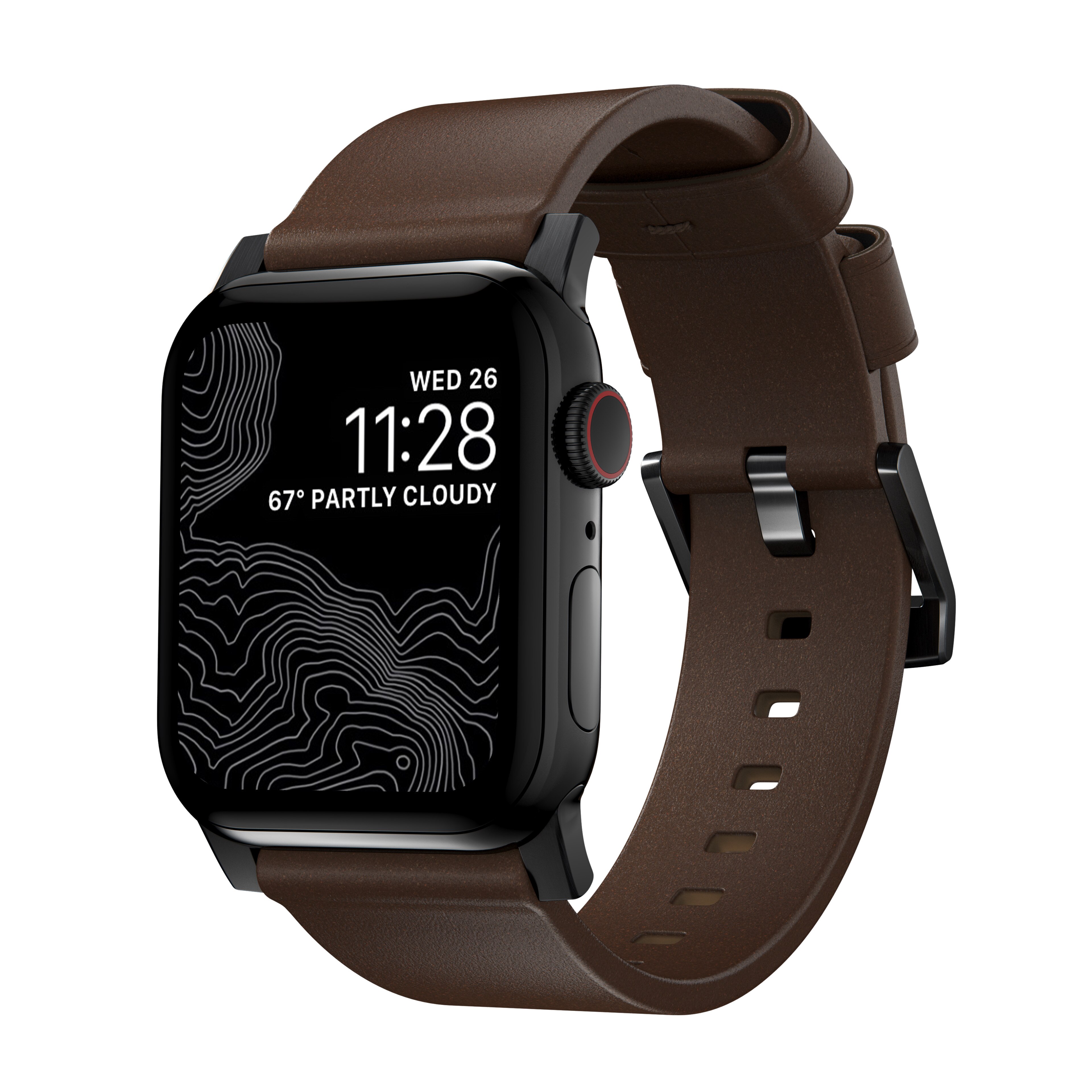 Modern Band Horween Leather Apple Watch 41mm Series 9 Rustic Brown (Black Hardware)