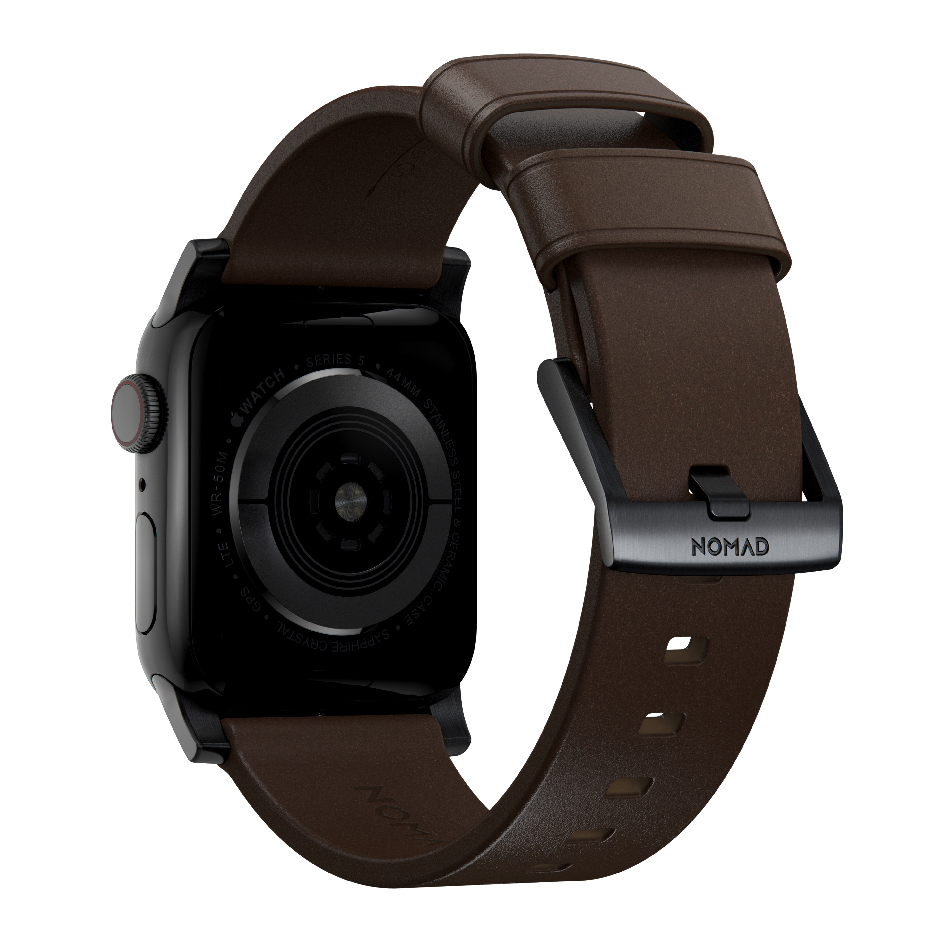 Modern Band Horween Leather Apple Watch 41mm Series 9 Rustic Brown (Black Hardware)