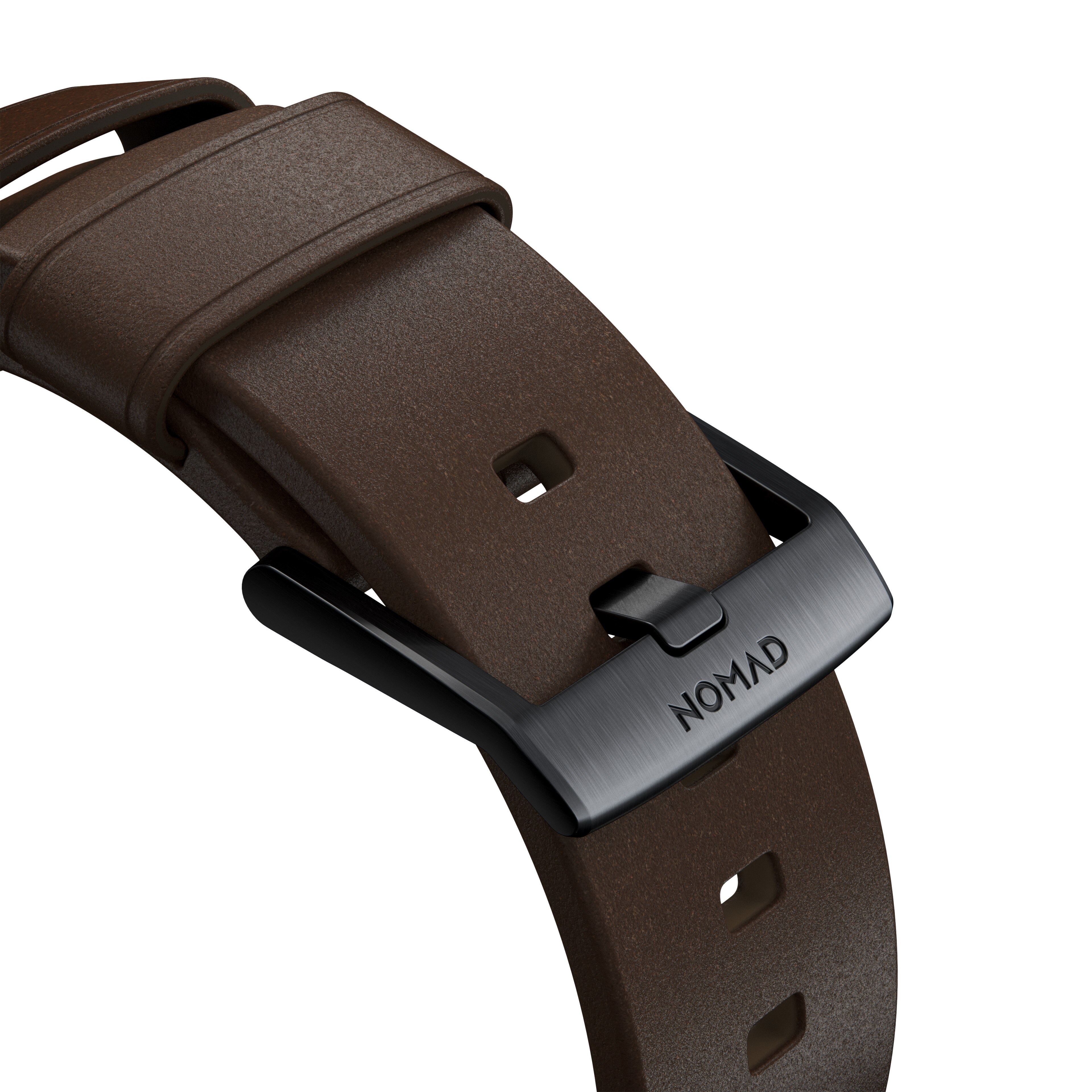Modern Band Horween Leather Apple Watch 41mm Series 9 Rustic Brown (Black Hardware)