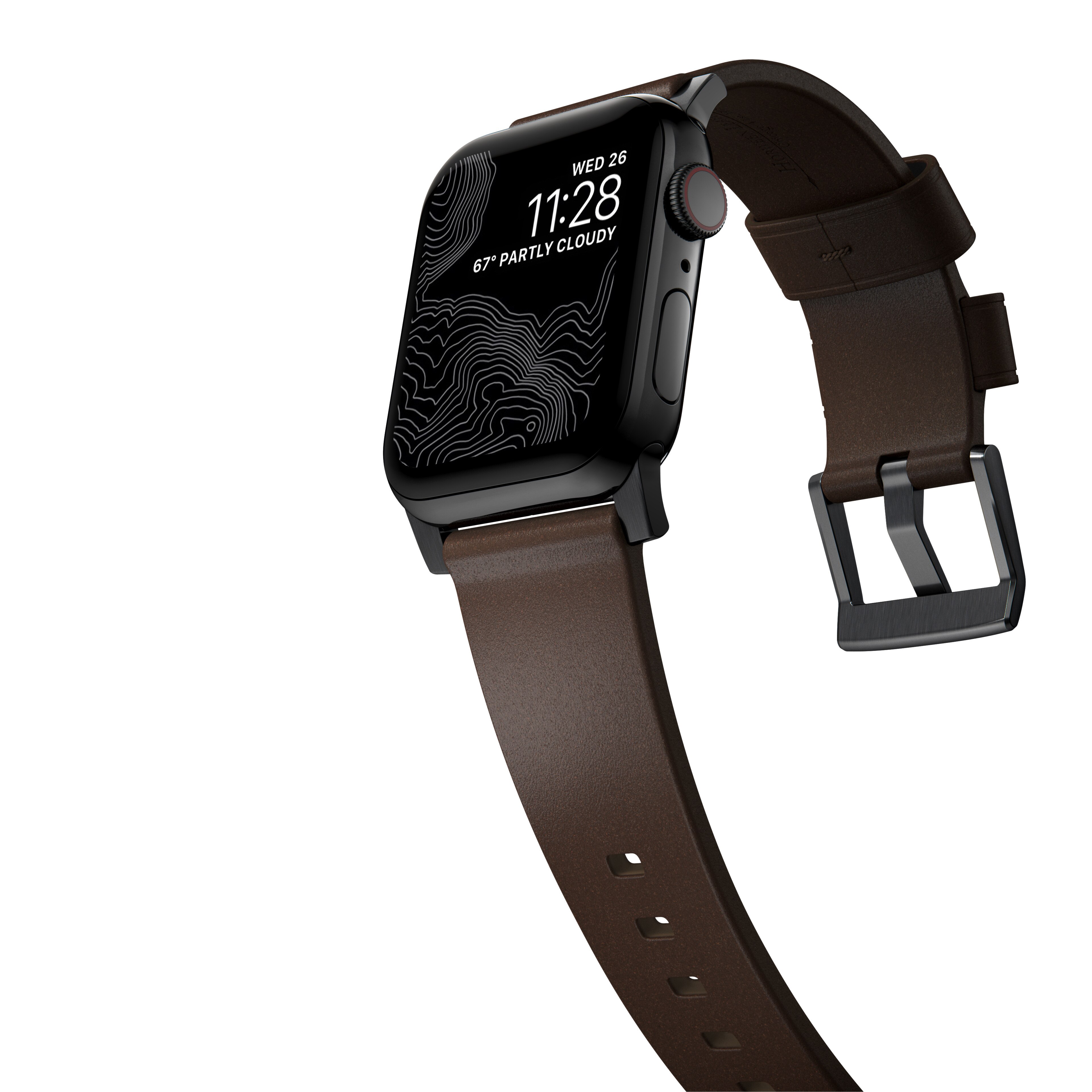 Modern Band Horween Leather Apple Watch 41mm Series 9 Rustic Brown (Black Hardware)