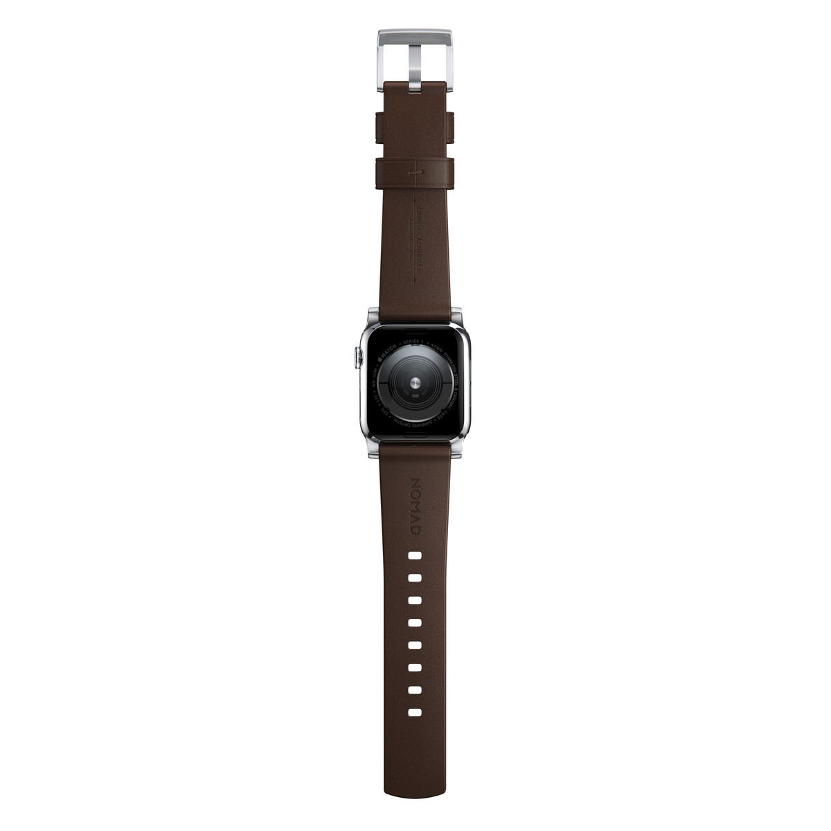 Modern Band Horween Leather Apple Watch 45mm Series 8 Rustic Brown (Silver Hardware)