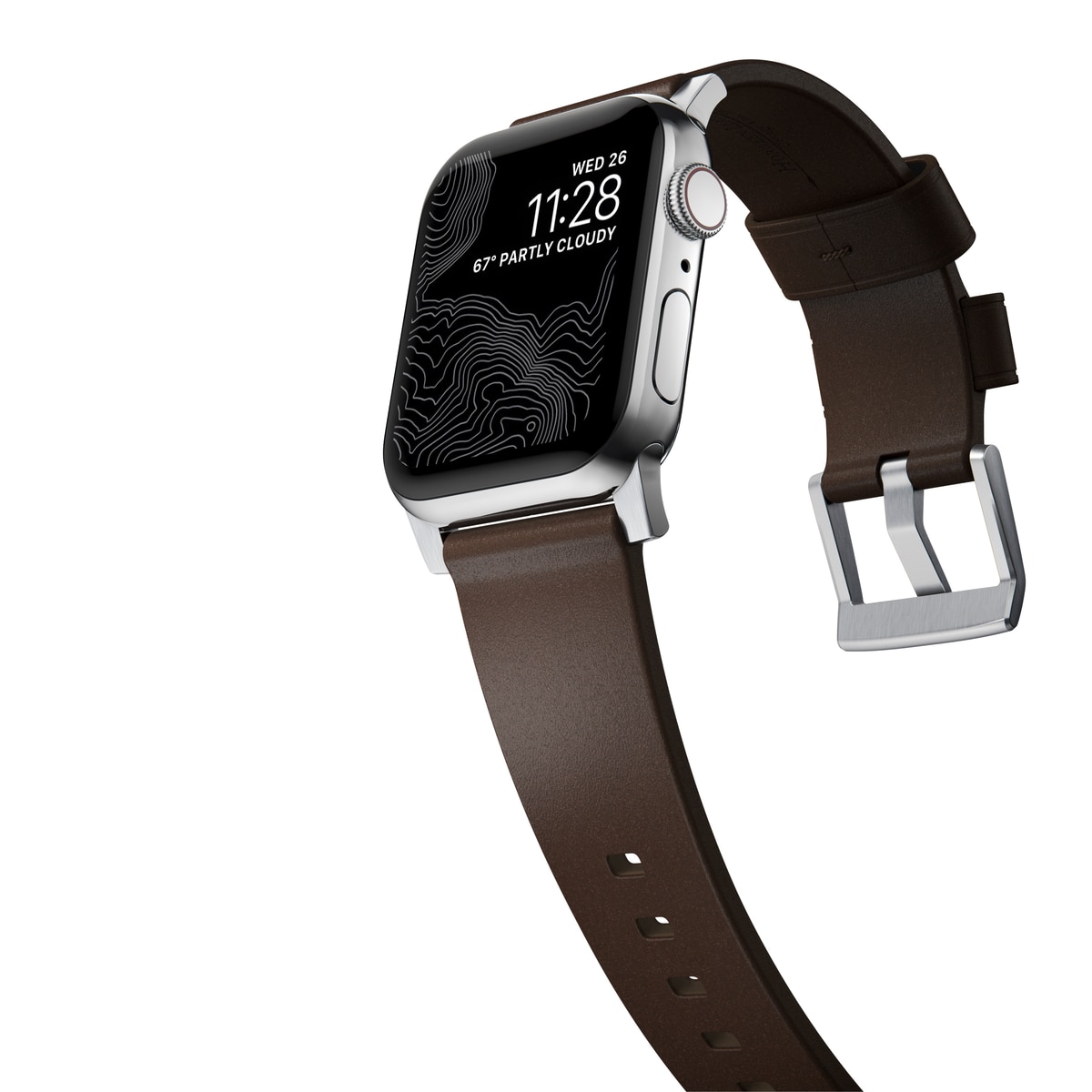 Modern Band Horween Leather Apple Watch Ultra 49mm Rustic Brown (Silver Hardware)