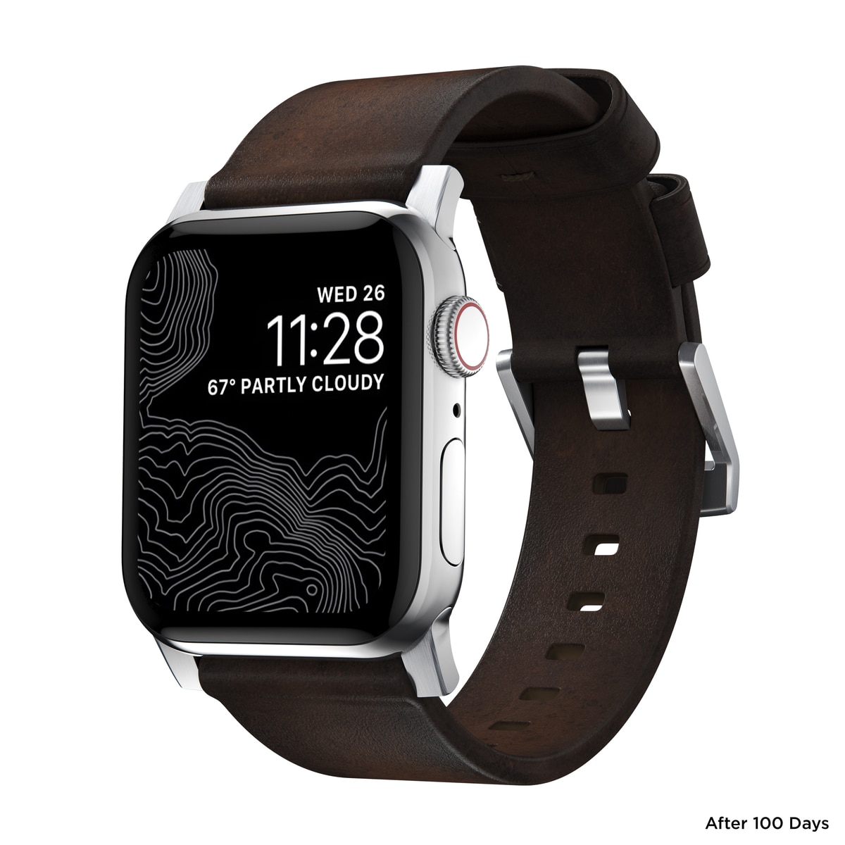 Modern Band Horween Leather Apple Watch Ultra 49mm Rustic Brown (Silver Hardware)