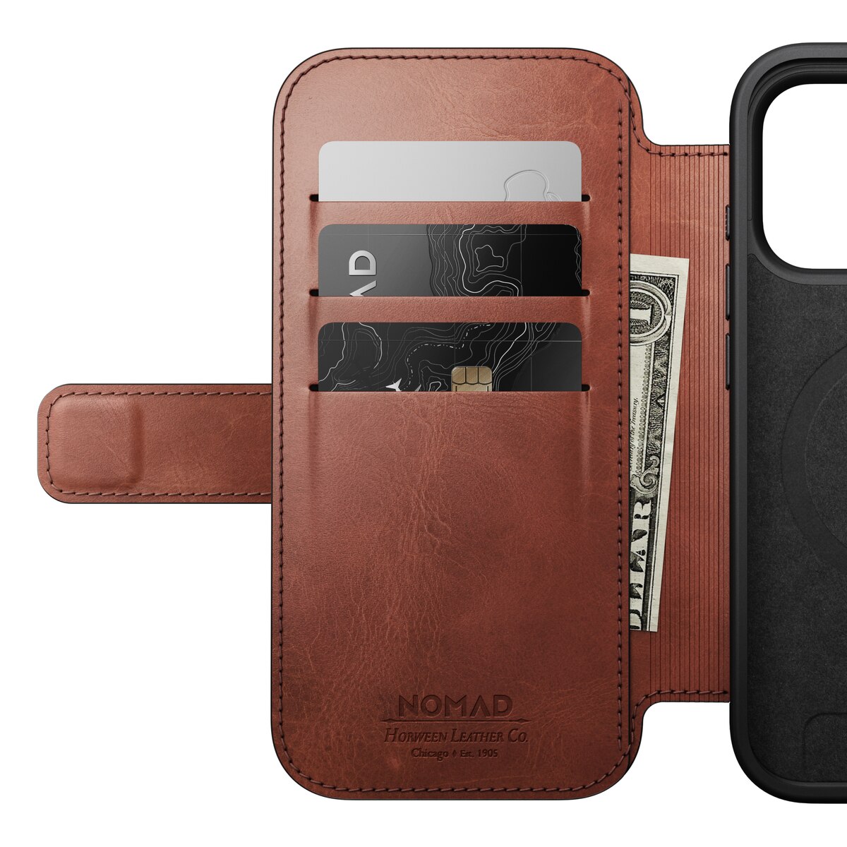 Modern Horween Leather Folio MagSafe iPhone 17 Pro Black