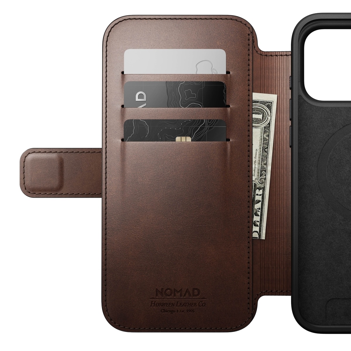 Modern Horween Leather Folio MagSafe iPhone 17 Pro Max Black