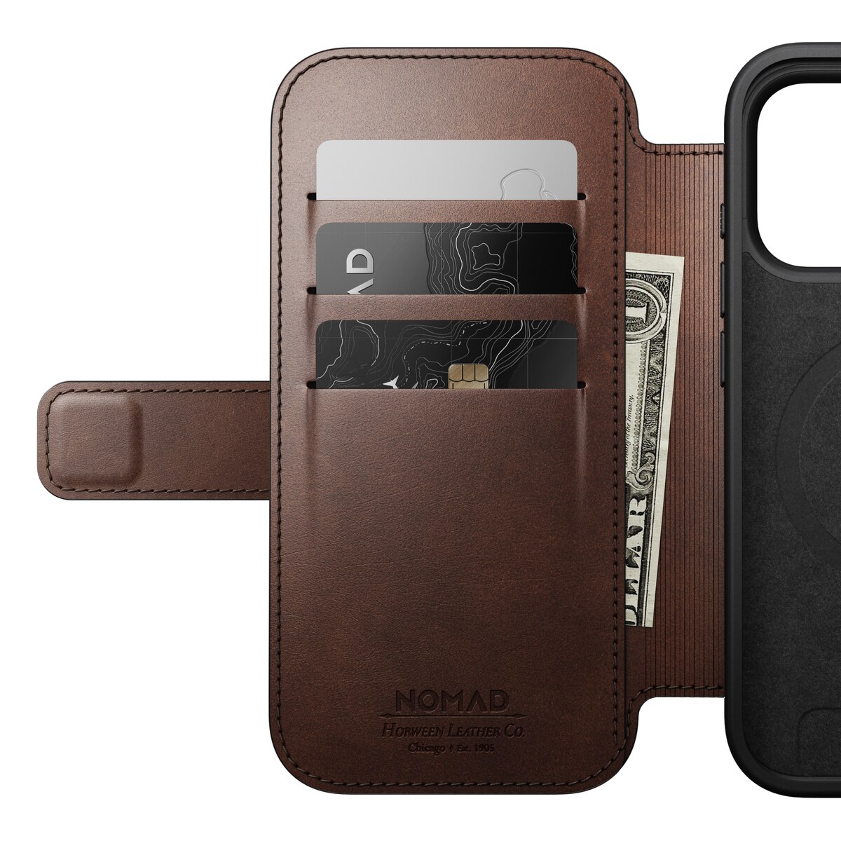Modern Horween Leather Folio MagSafe iPhone 17 Pro Black