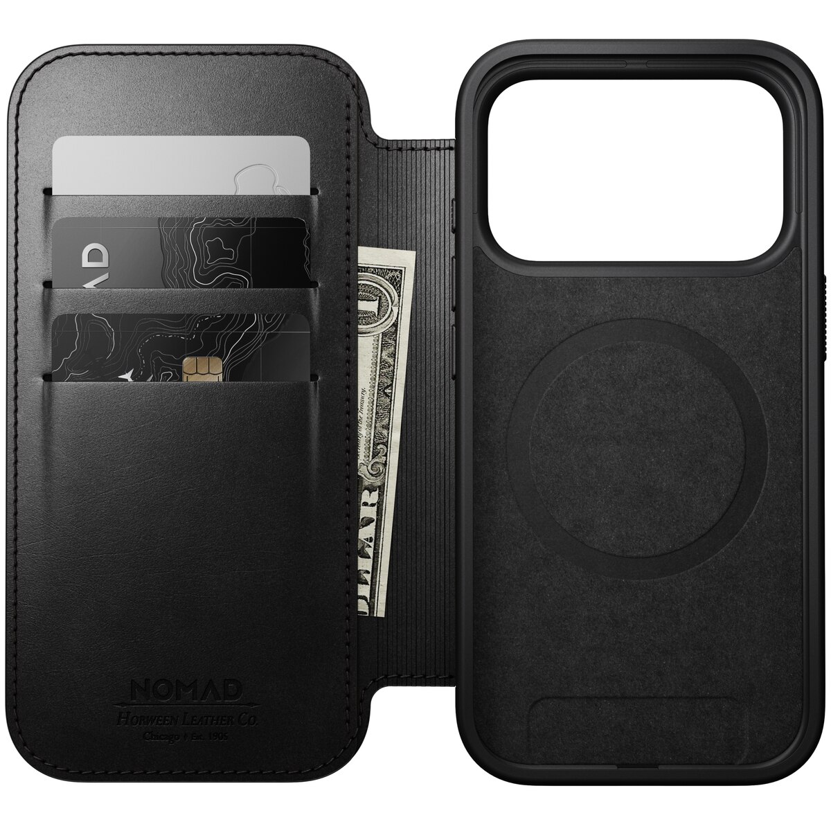 Modern Horween Leather Folio MagSafe iPhone 17 Pro Black