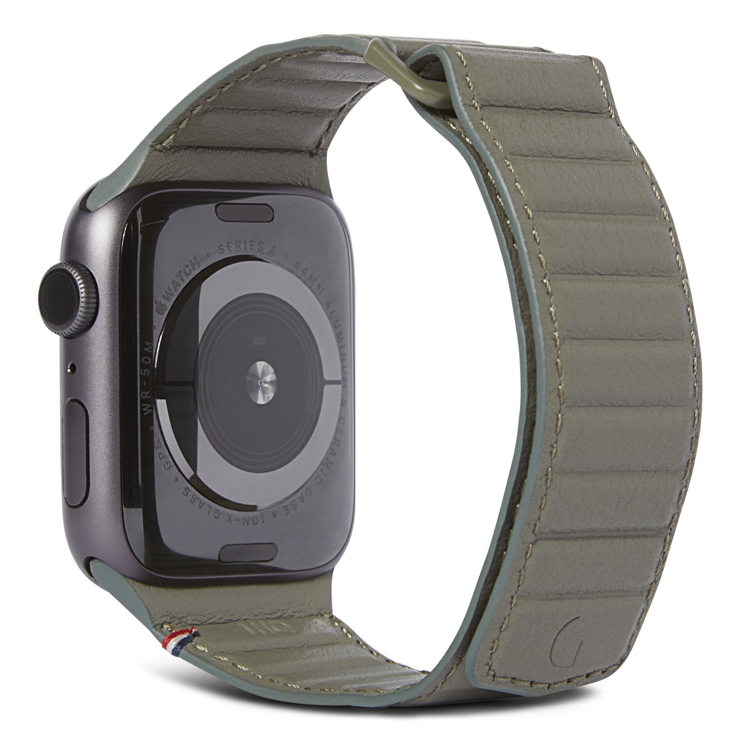 Leather Magnetic Traction Strap Apple Watch 44mm Olive