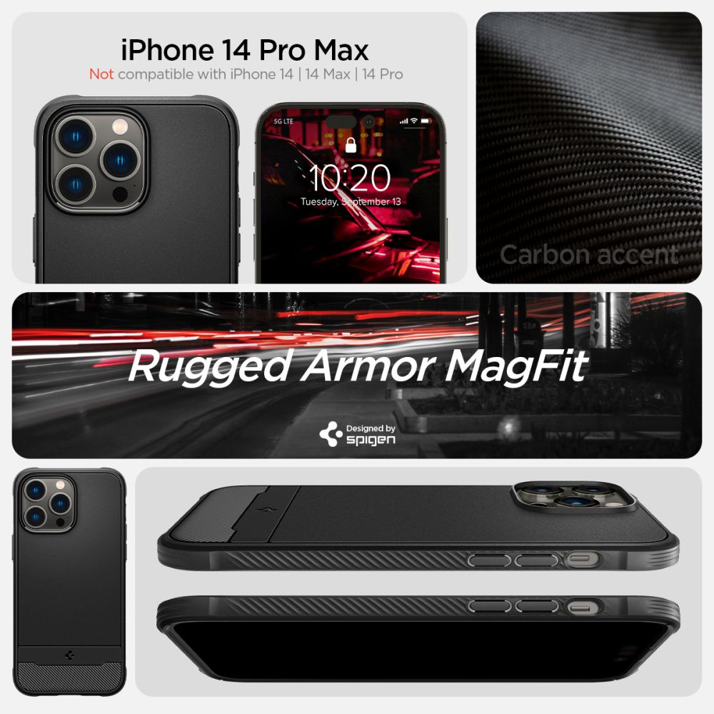 Cover Rugged Armor Mag iPhone 14 Pro Black