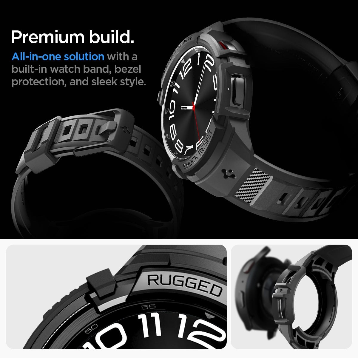 Cover Rugged Armor Pro Samsung Galaxy Watch 6 Classic 43mm nero