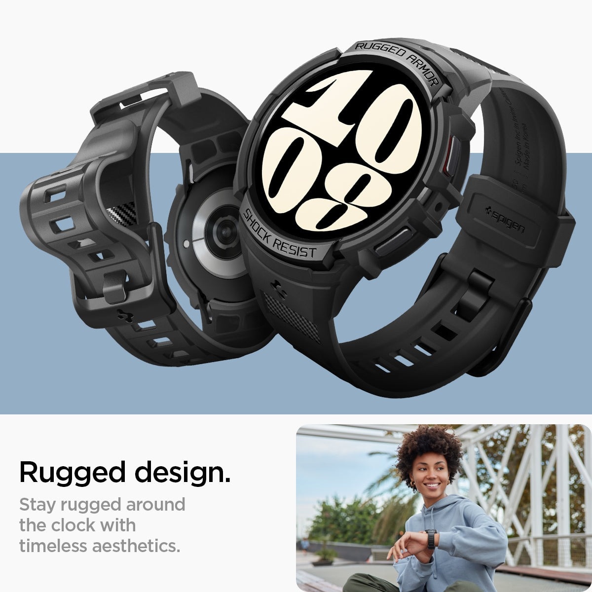 Cover Rugged Armor Pro Samsung Galaxy Watch 6 40mm nero