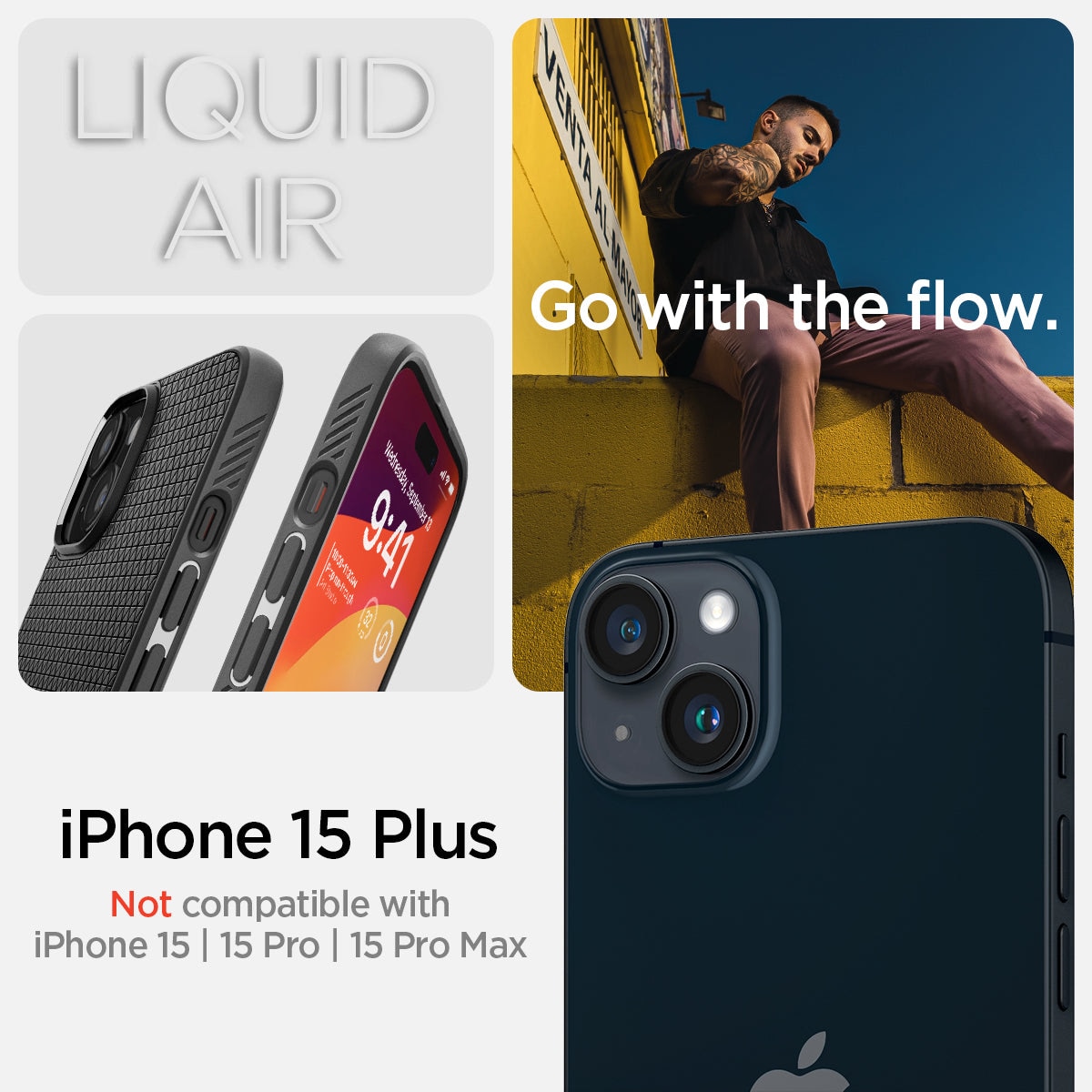 Cover Liquid Air iPhone 15 Plus Black