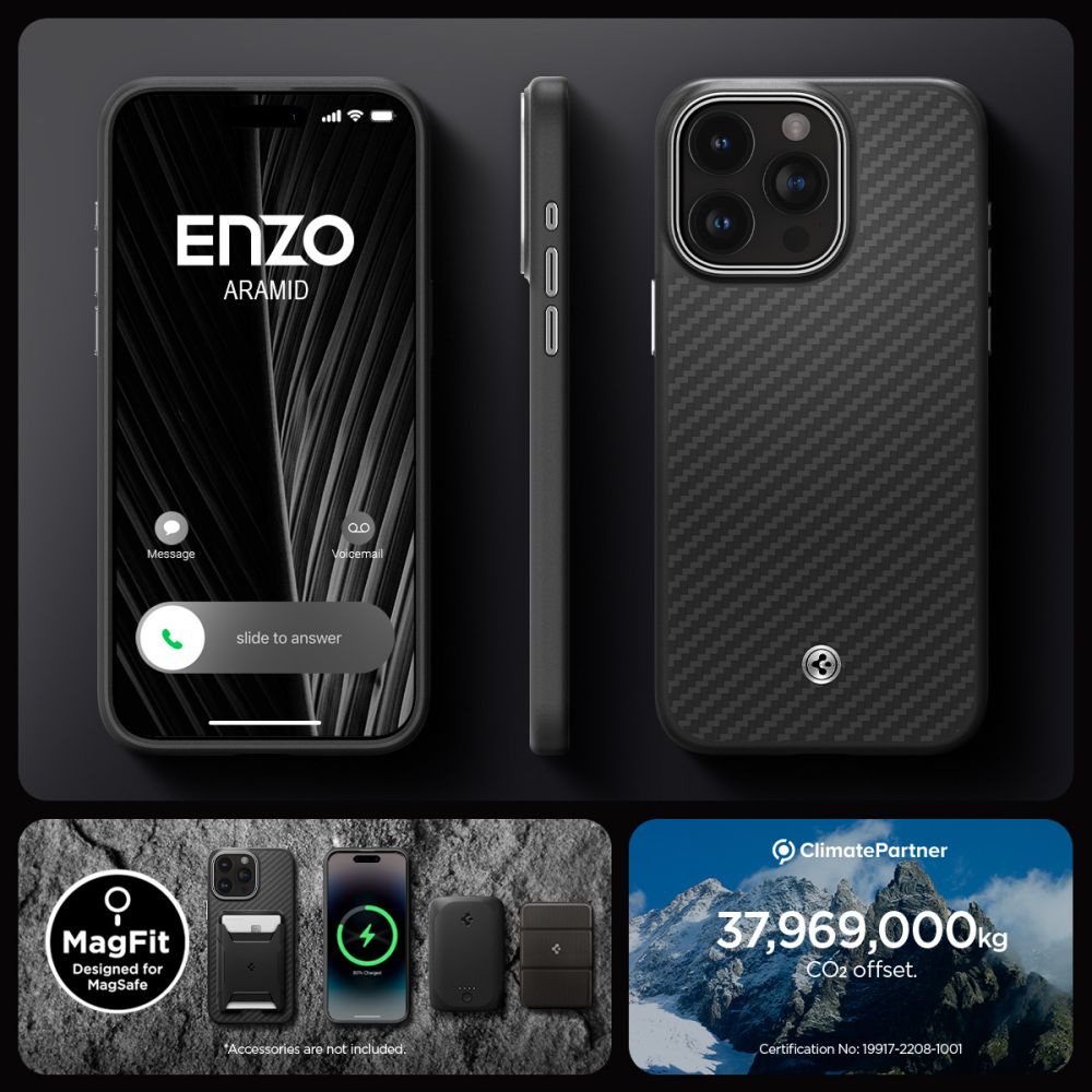 Cover Enzo Aramid MagSafe iPhone 15 Pro Black
