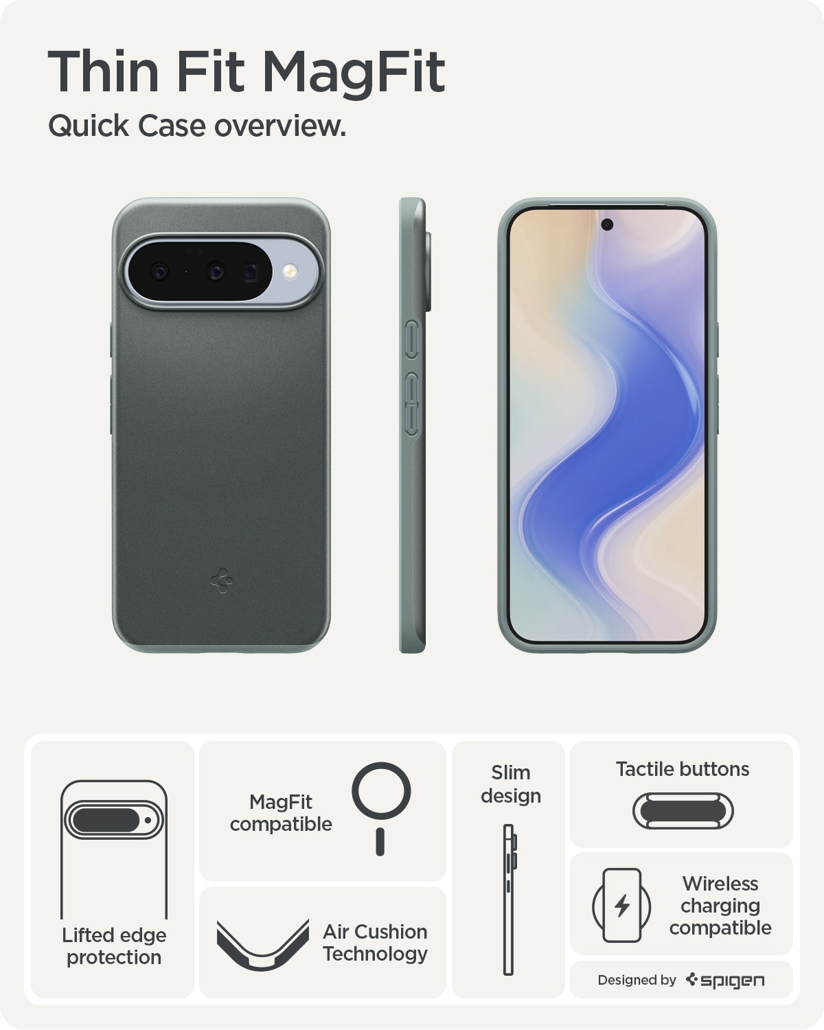 Cover Thin Fit MagSafe Google Pixel 10 Sage Green