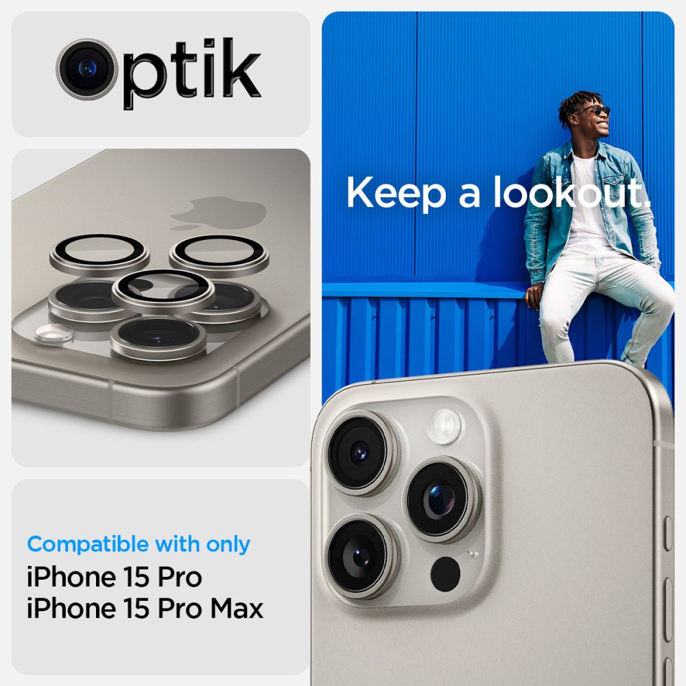 EZ Fit Optik Pro Lens Protector iPhone 15 Pro Max (2 pezzi) Natural Titanium