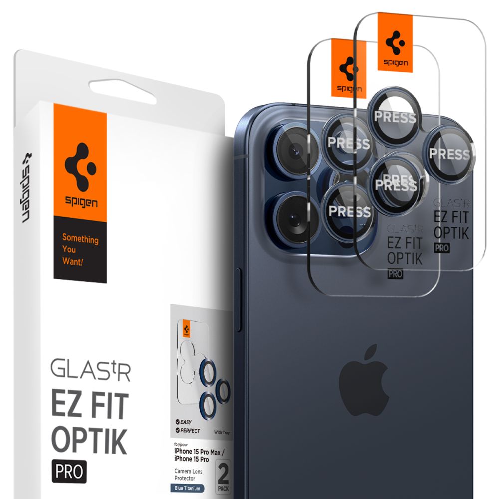 EZ Fit Optik Pro Lens Protector iPhone 15 Pro (2 pezzi) Blue Titanium