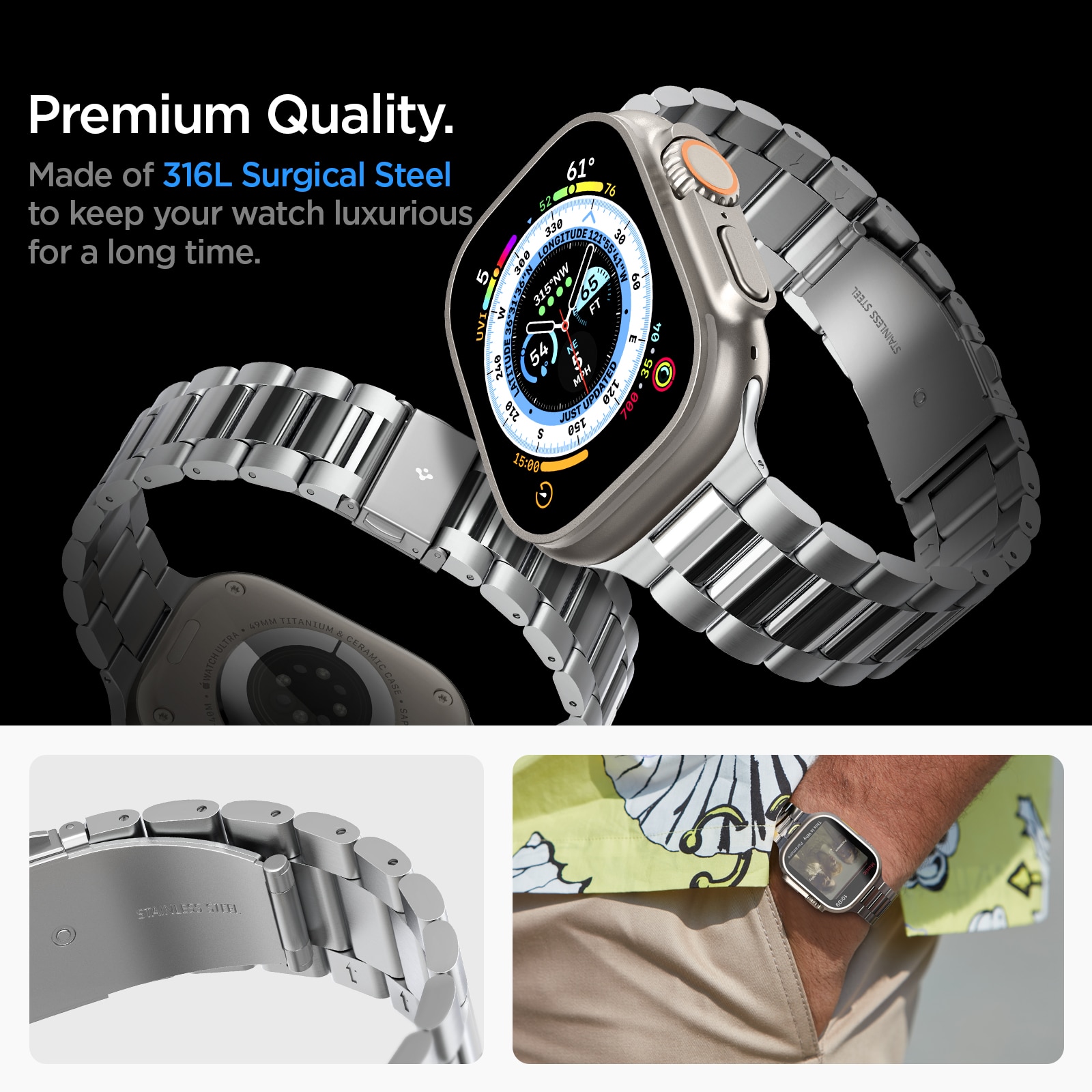 Cinturino Modern Fit 316L Apple Watch Ultra 49mm D'argento