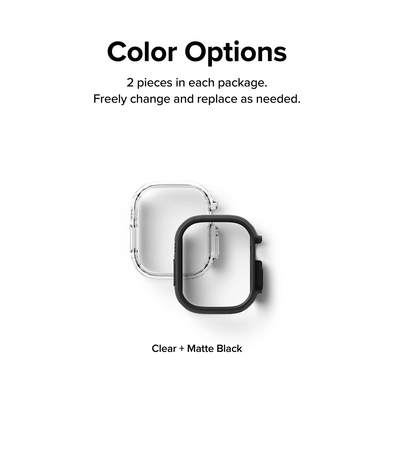 Cover Slim (2 pezzi) Apple Watch Ultra 49mm Matte Black & Clear