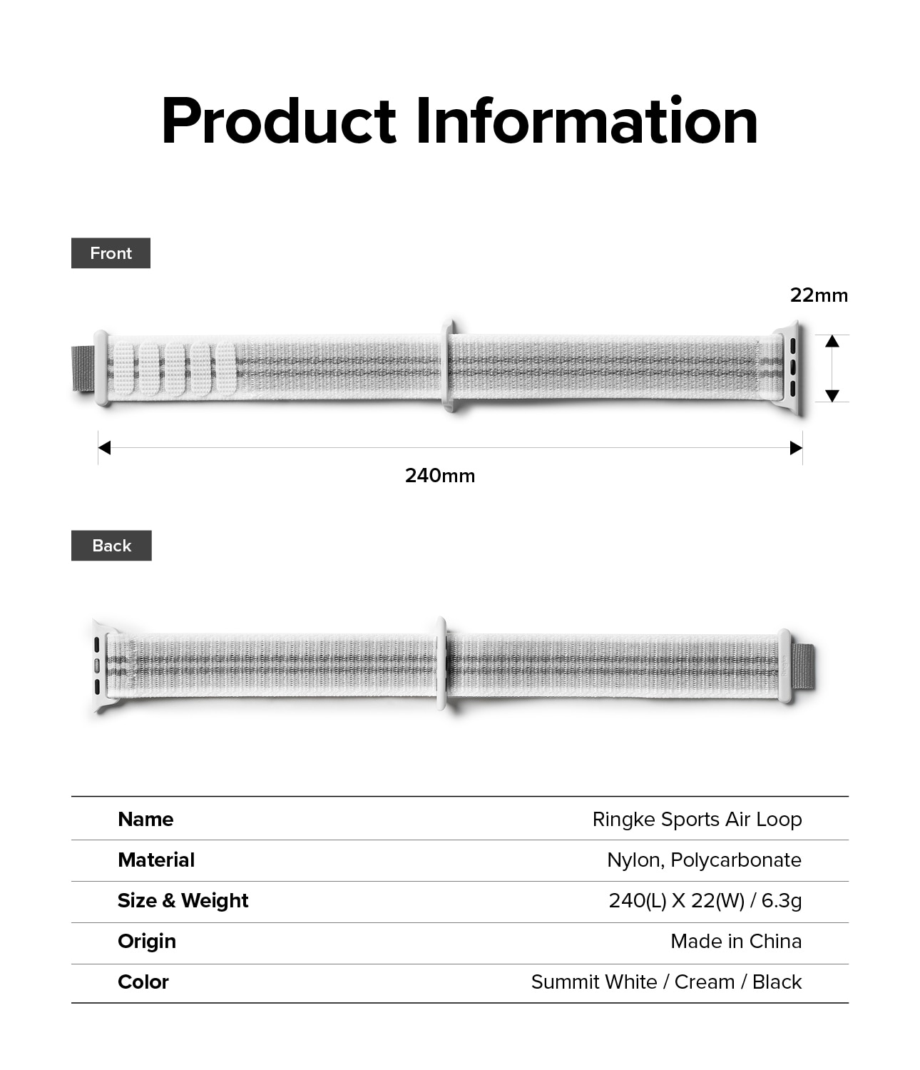 Sports Air Loop Band Apple Watch 41mm Series 8 Summit White