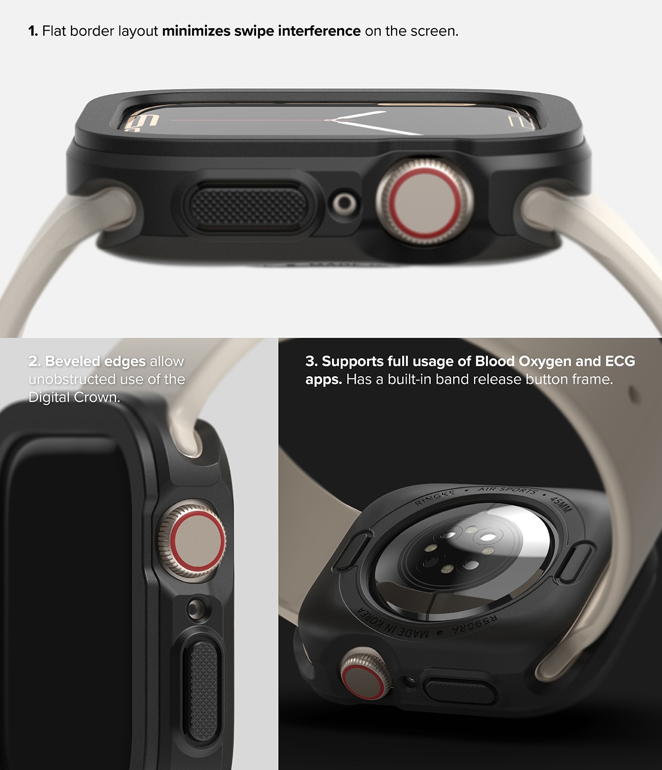 Cover Air Sports Apple Watch 45mm Series 7 Black