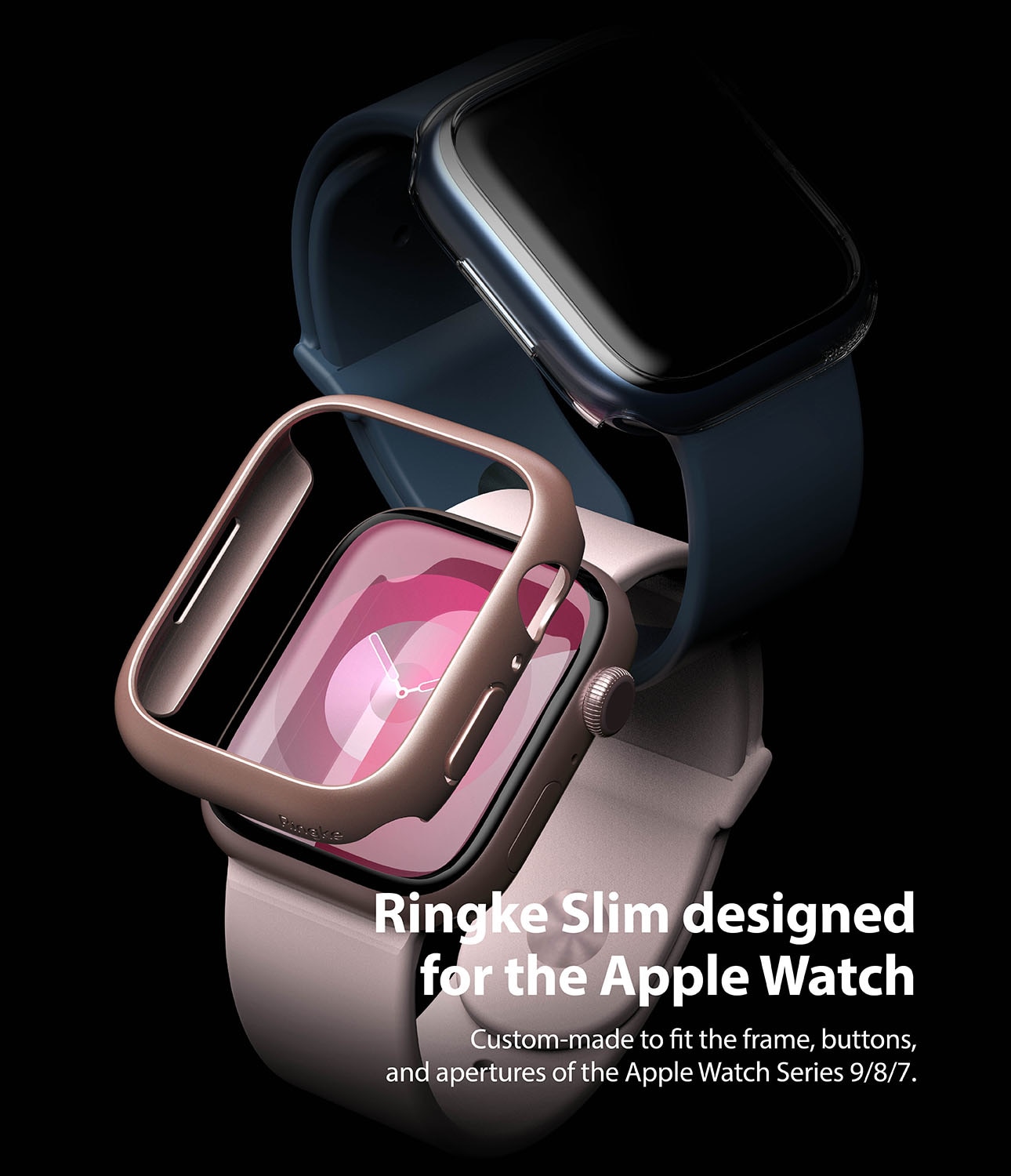 Cover Slim (2 pezzi) Apple Watch 41mm Series 7 Pink & Clear
