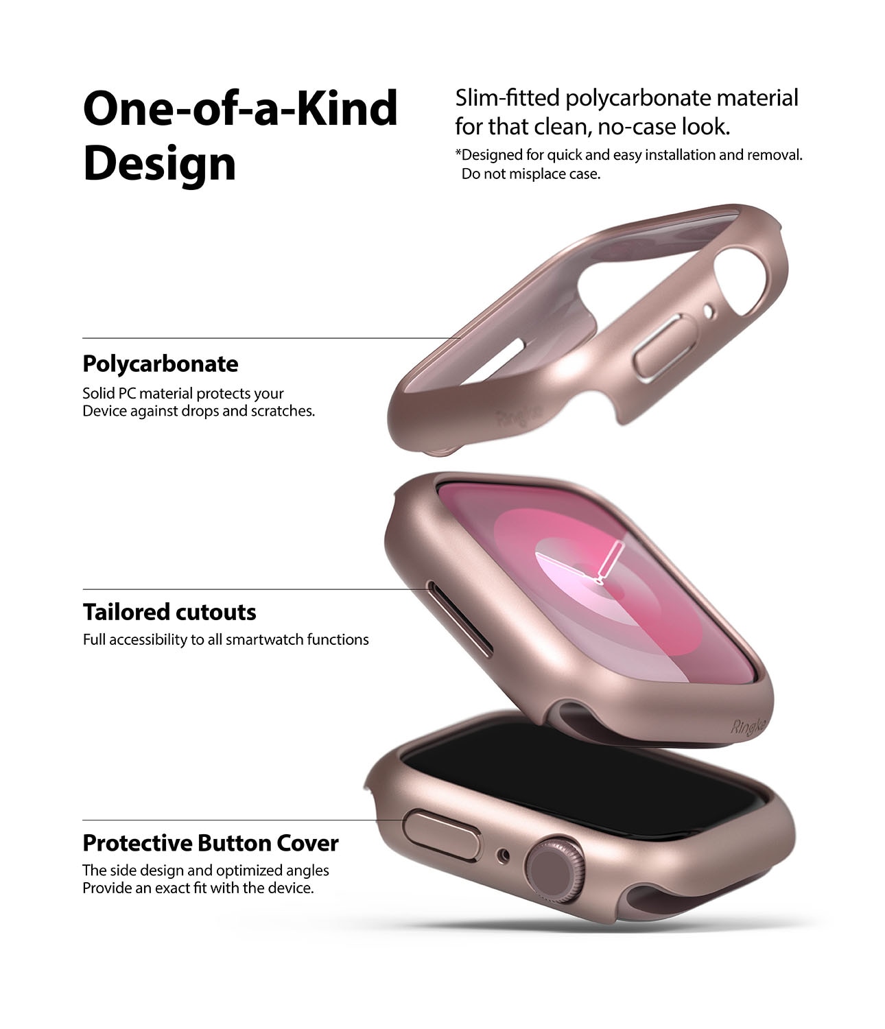 Cover Slim (2 pezzi) Apple Watch 41mm Series 9 Pink & Clear