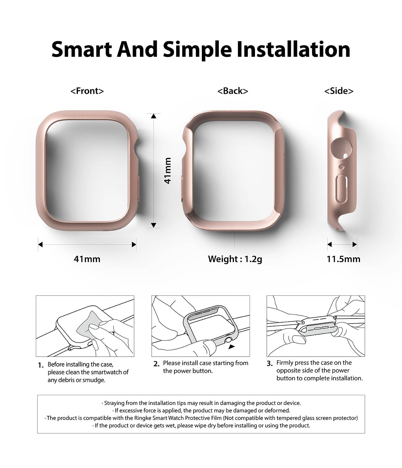 Cover Slim (2 pezzi) Apple Watch 41mm Series 8 Pink & Clear