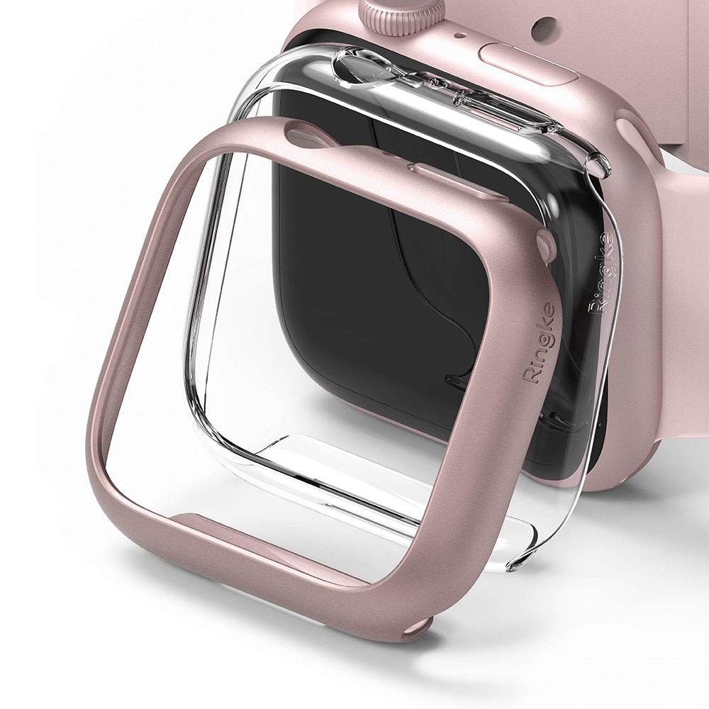 Cover Slim (2 pezzi) Apple Watch 45mm Series 8 Pink & Clear