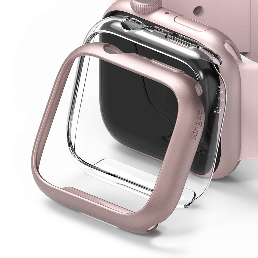 Cover Slim (2 pezzi) Apple Watch 45mm Series 9 Pink & Clear