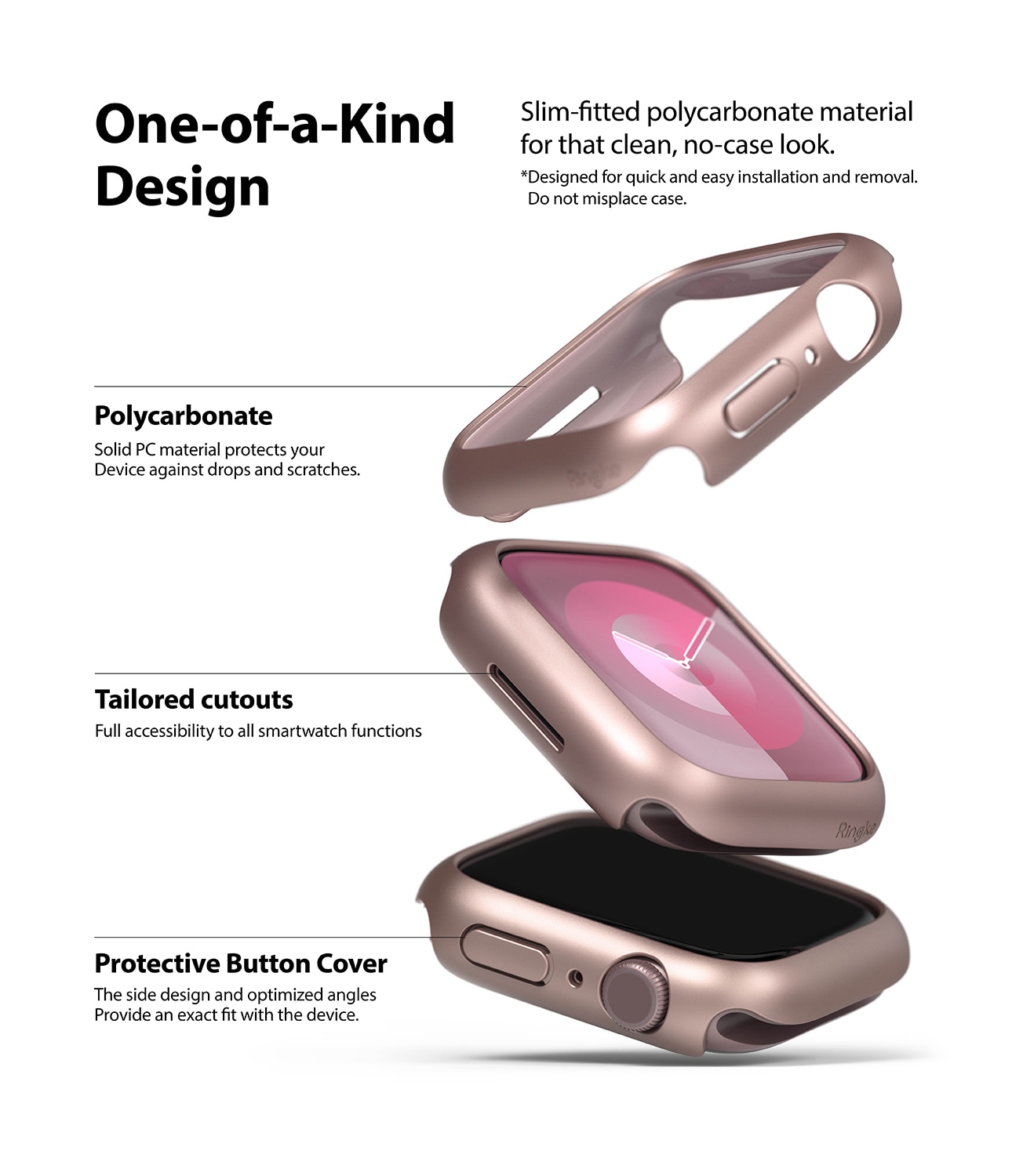 Cover Slim (2 pezzi) Apple Watch 45mm Series 8 Pink & Clear