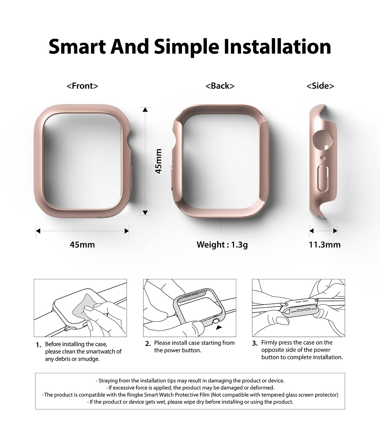 Cover Slim (2 pezzi) Apple Watch 45mm Series 9 Pink & Clear