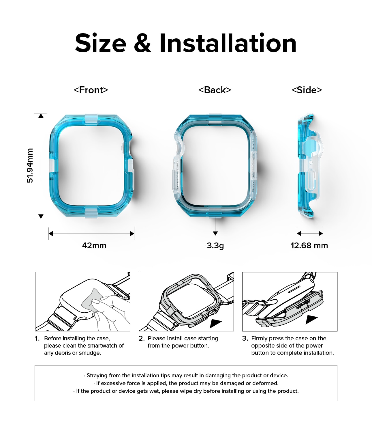 Cover Fusion Bumper Apple Watch 45mm Series 7 Neon Blue