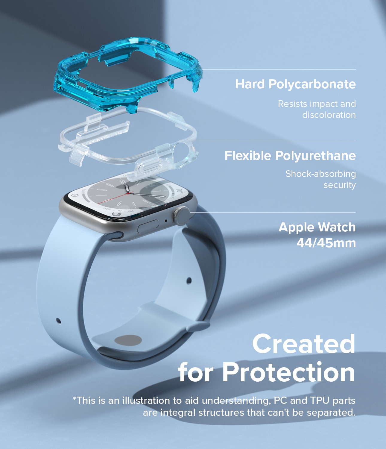 Cover Fusion Bumper Apple Watch 45mm Series 7 Neon Blue